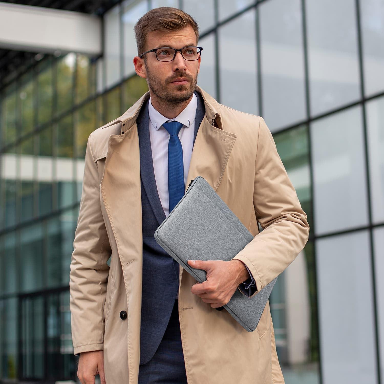 Funda Acolchada para Laptop HEDUGO 33-36 cm Gris con Bolsillo