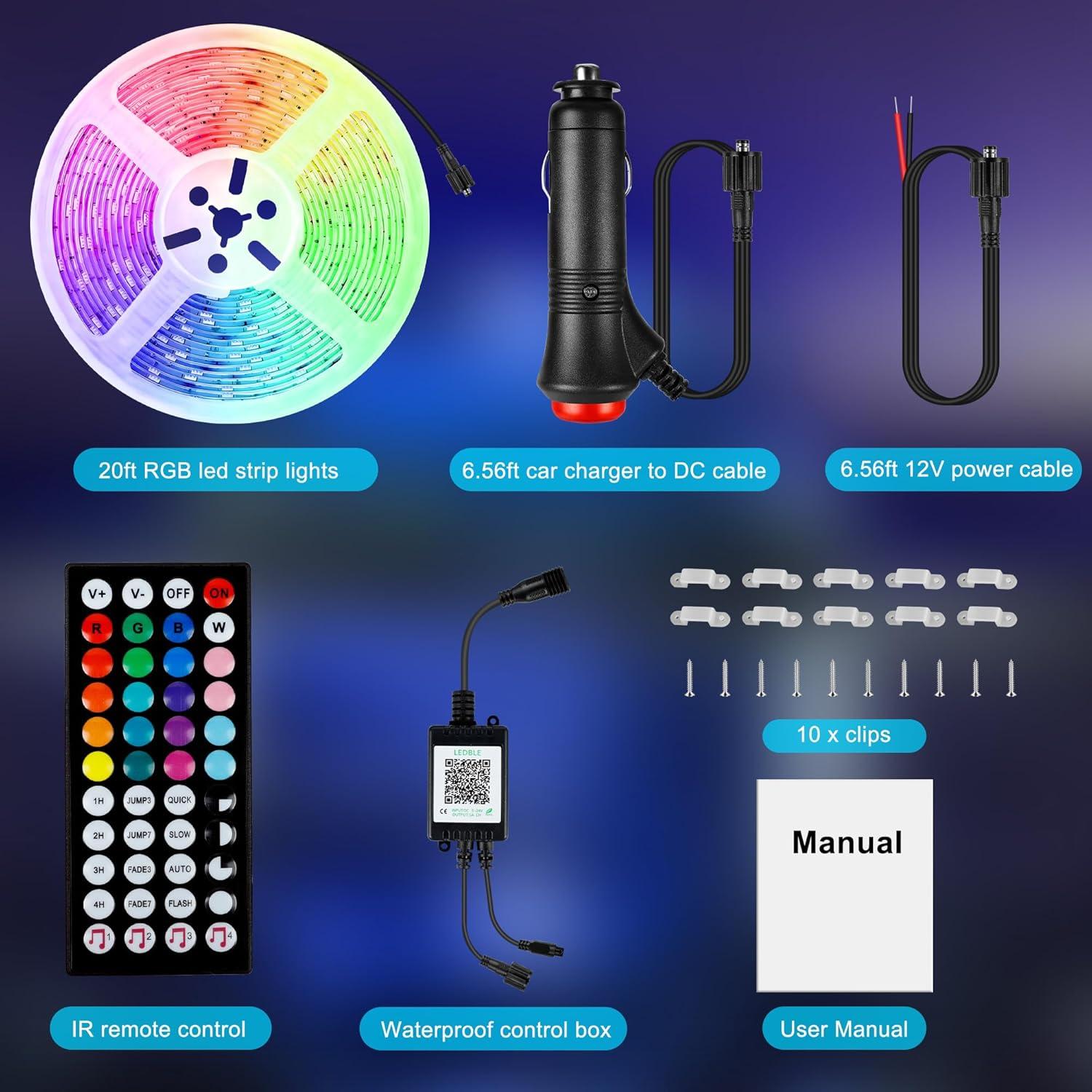 Luces LED RGB 6m Destlife para RV, impermeables y control remoto