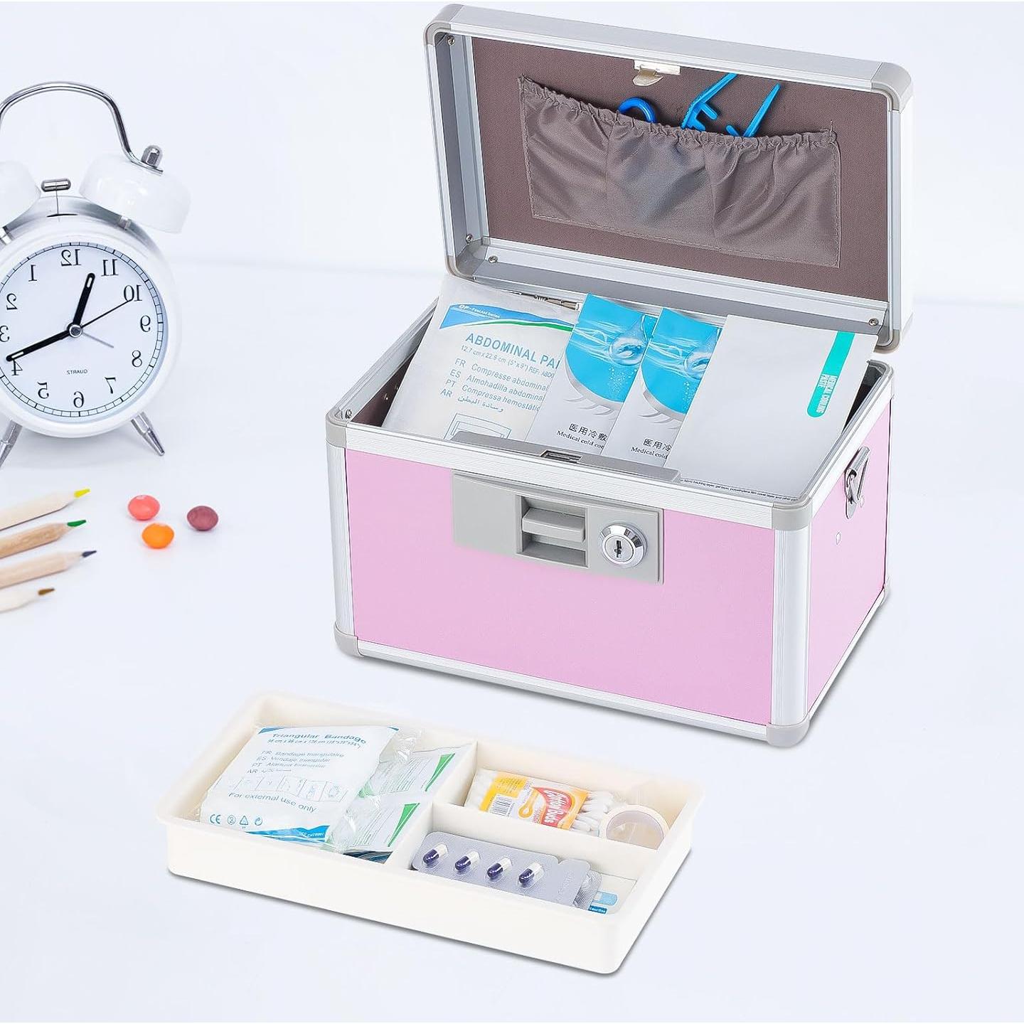 Caja de Medicinas xyd Rosa Aluminio 25.9x15.7x19.6 cm