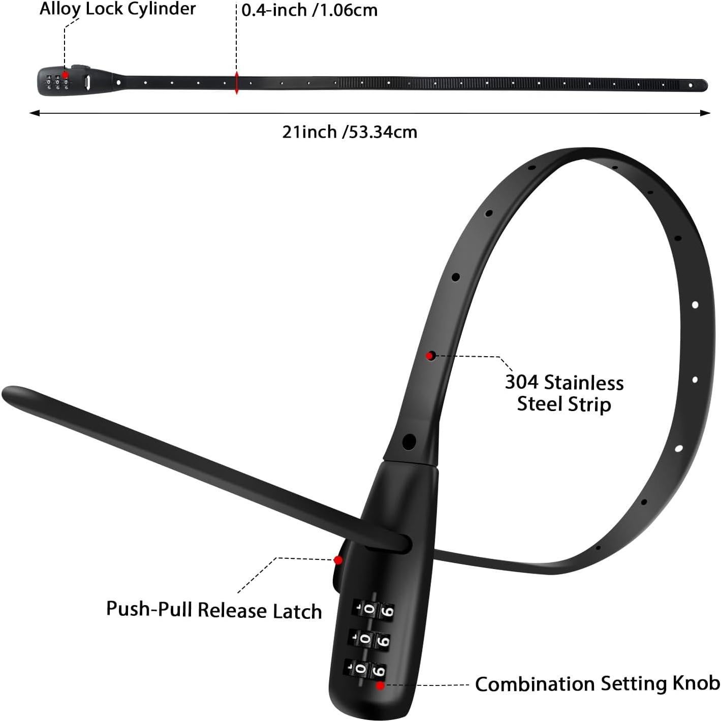 Candado de Combinación Ajustable RUIRIO 50.8 cm Negro