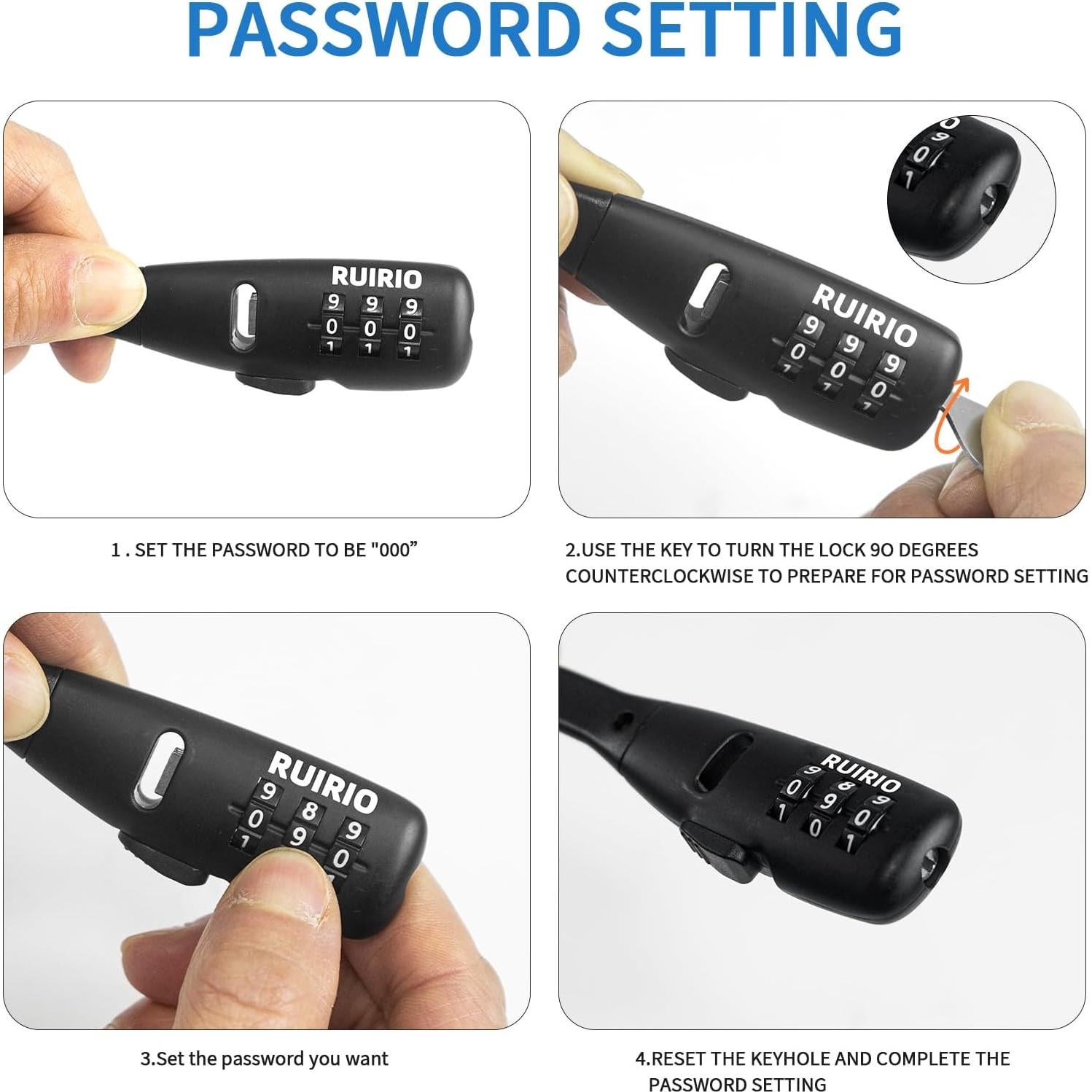 Candado de Combinación Ajustable RUIRIO 50.8 cm Negro