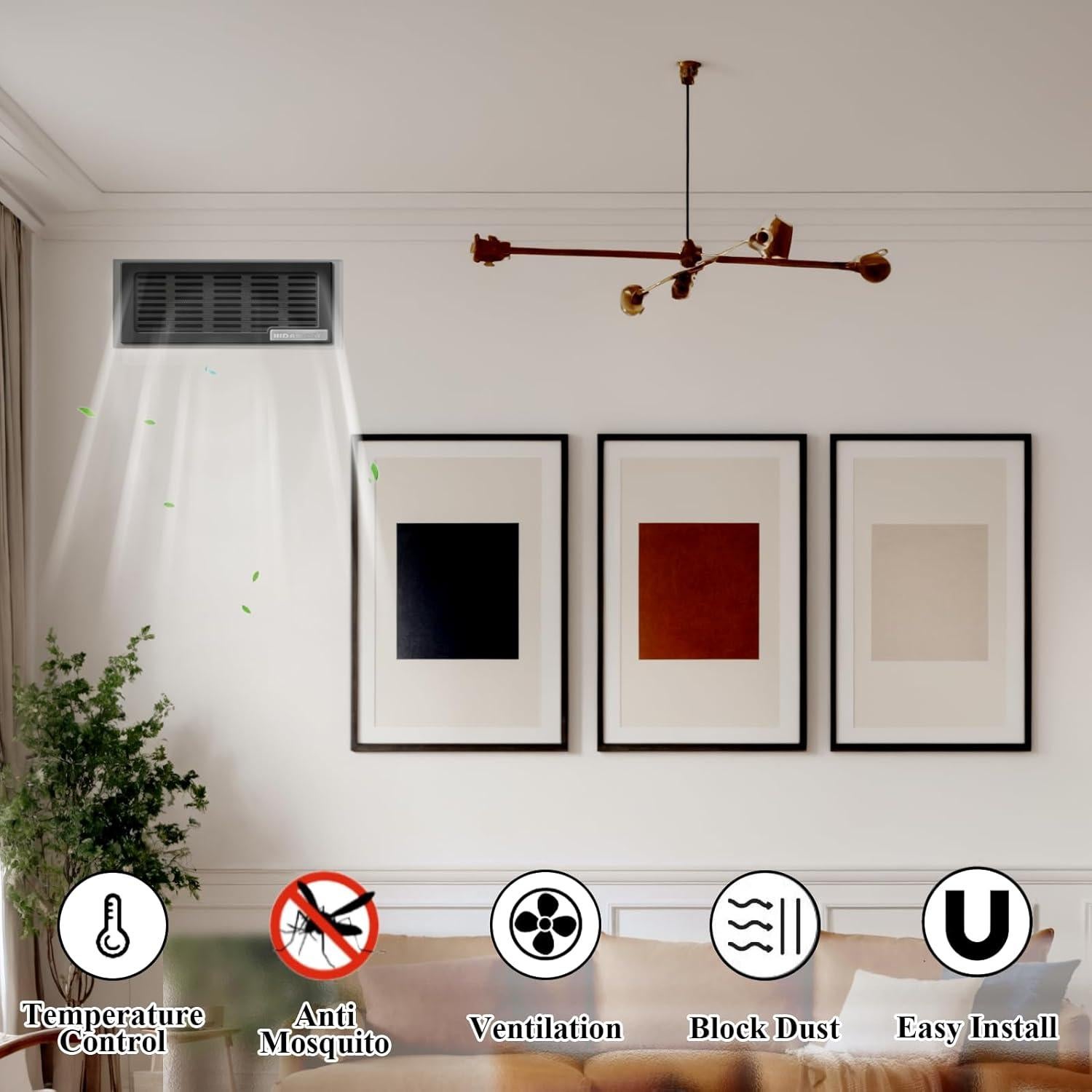 Cubierta de Ventilación Magnética HIDAMAZY 4x10" Negro 2 Piezas