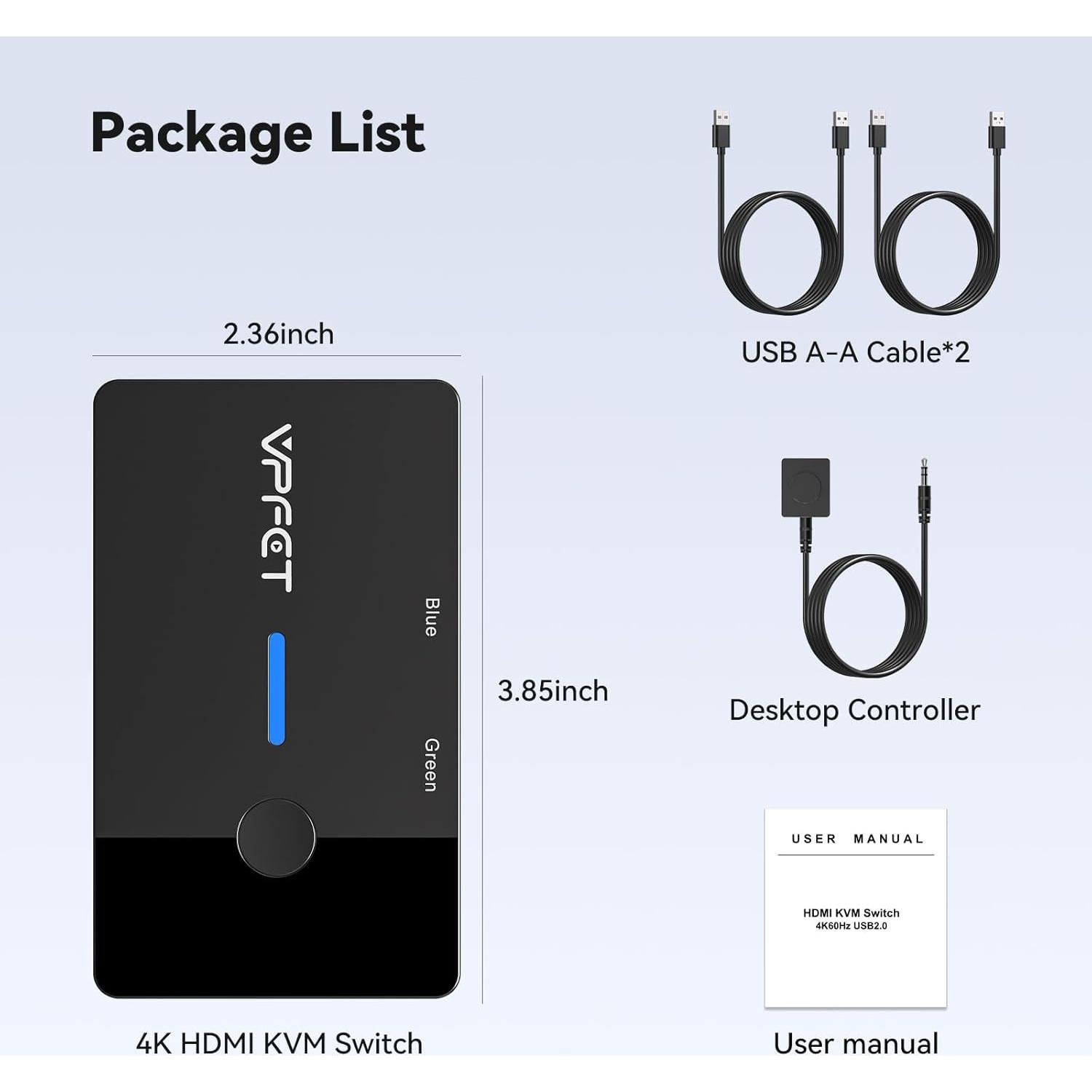 Interruptor KVM HDMI 4K AILVLVNG 2 PCs 1 Monitor USB