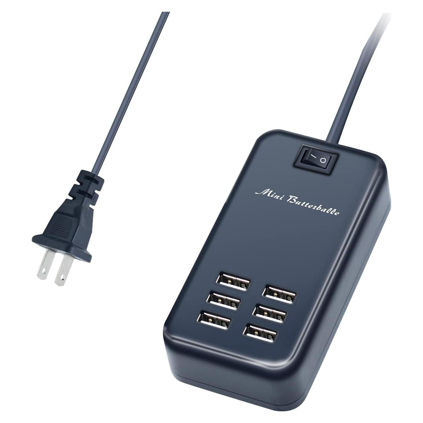 Estación de Carga USB 6 Puertos Mini Butterballe - Negro