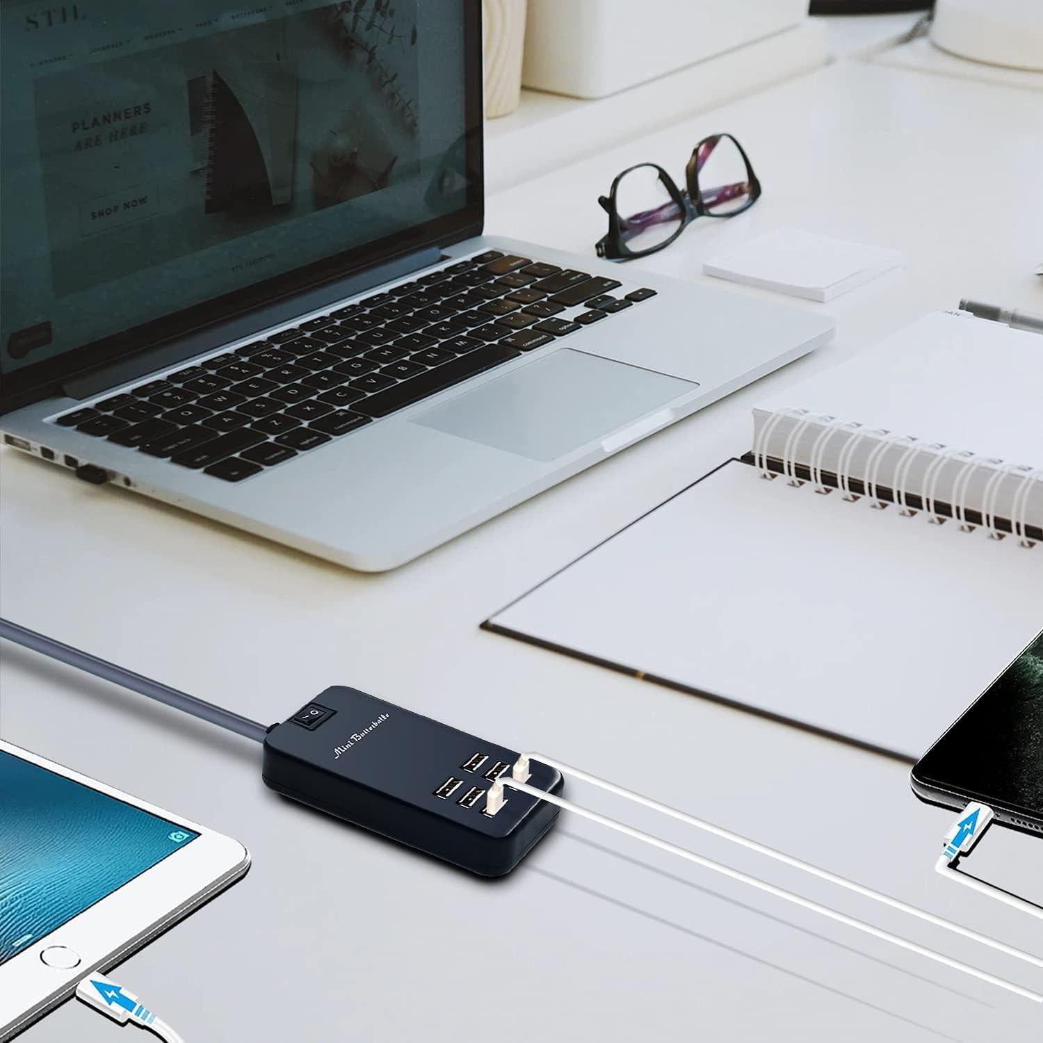 Estación de Carga USB 6 Puertos Mini Butterballe - Negro