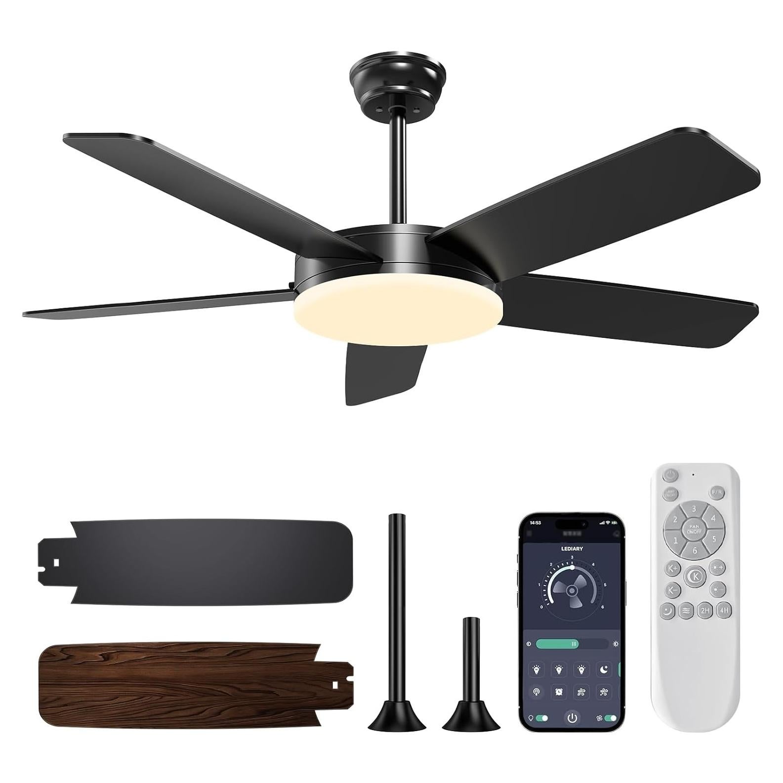 Ventilador de Techo WAKISA 114 cm con Luz y Control Remoto