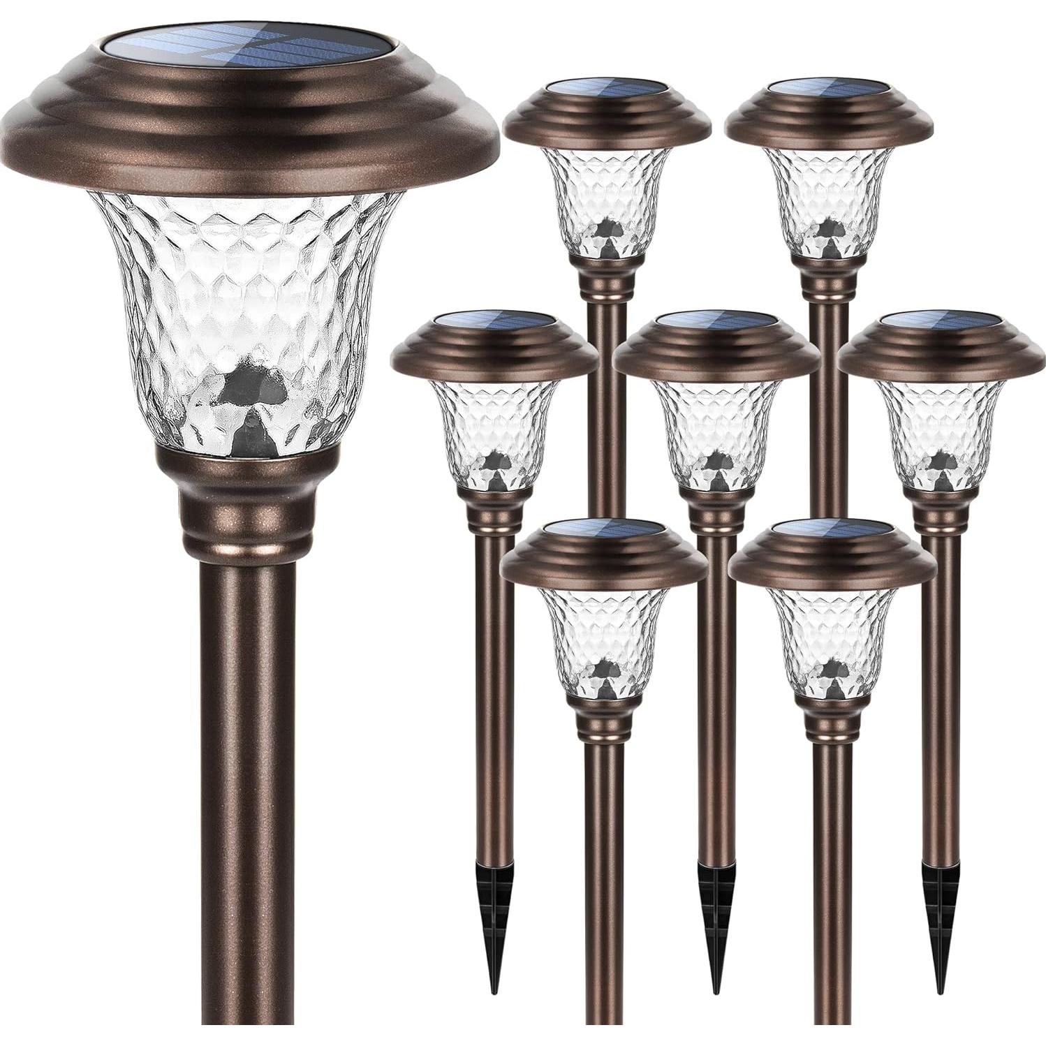 Luces Solares de Jardín GIGALUMI 8 Piezas LED 3500K Marrón