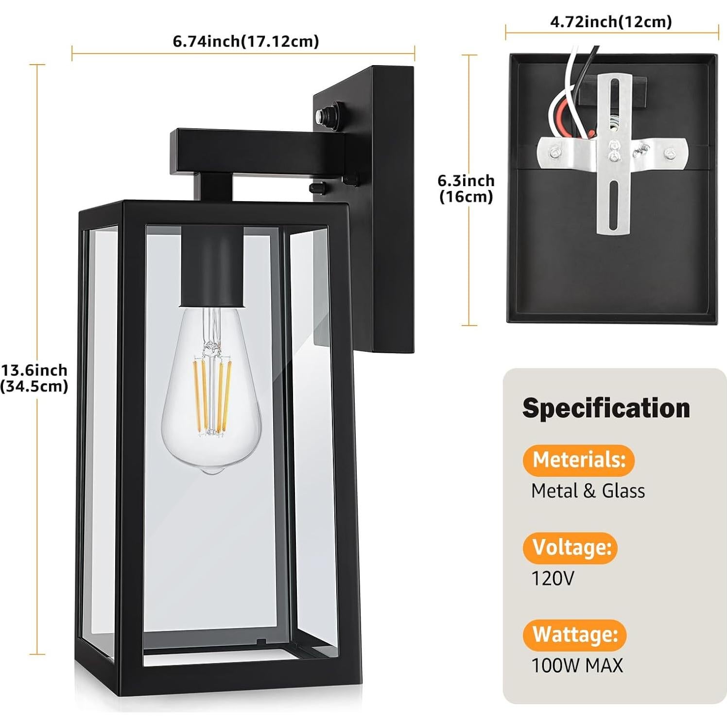 Lámpara de Pared Exterior SHINE HAI con Sensor Dusk to Dawn