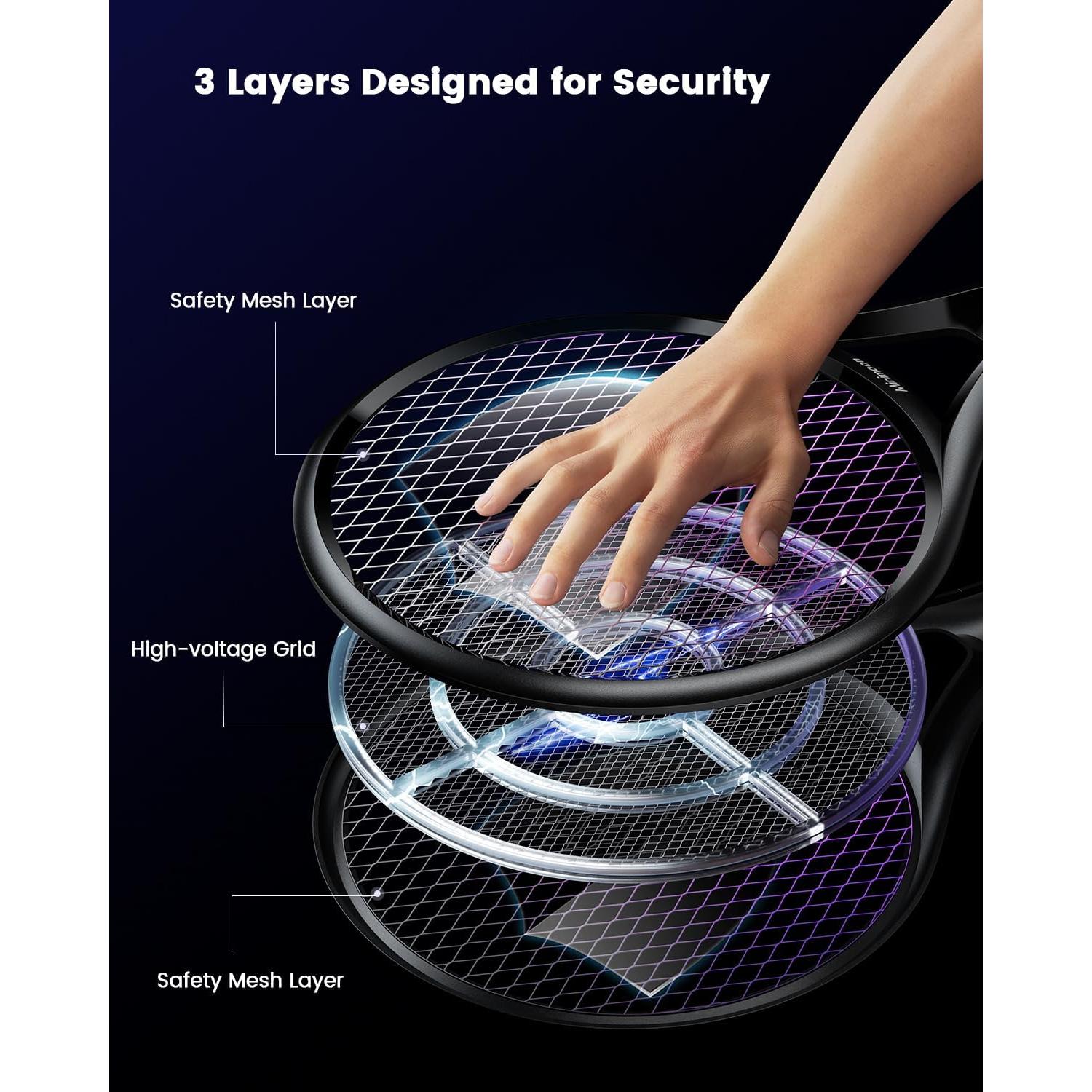 Raqueta Eléctrica para Moscas Minimoon 2000mAh 2500V LED