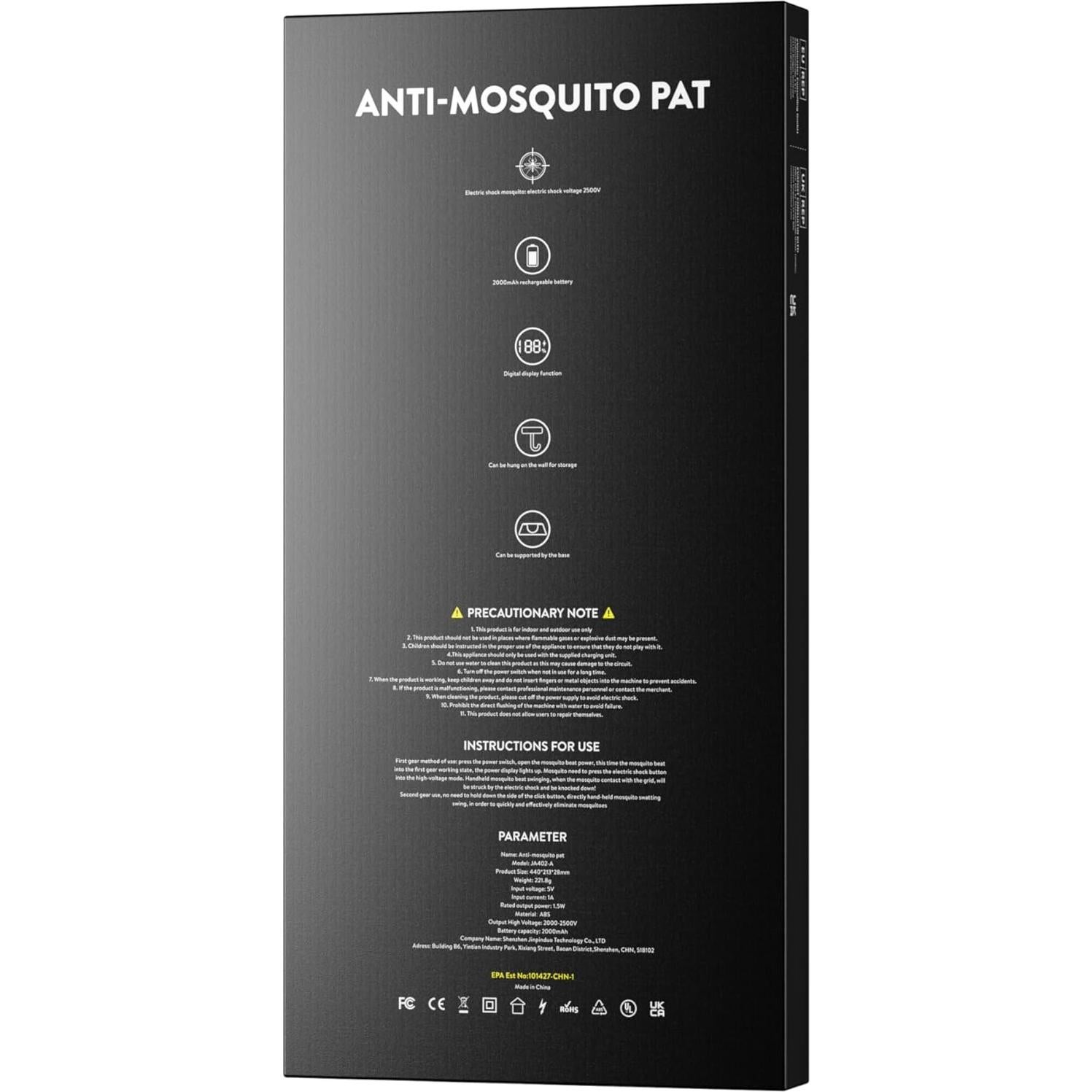 Raqueta Eléctrica para Moscas Minimoon 2000mAh 2500V LED