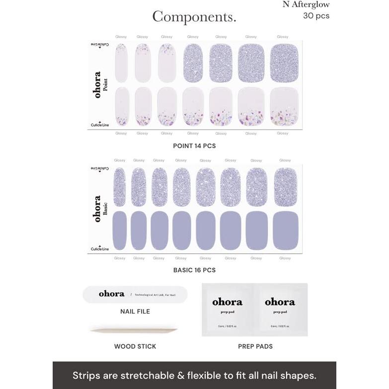 Tiras de Uñas de Gel Semi Curadas ohora N Afterglow - Azul Brillante