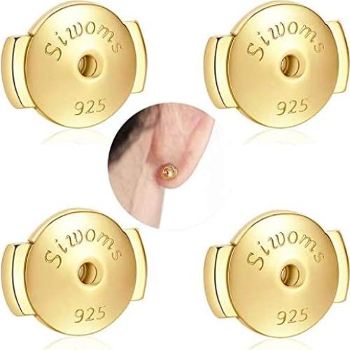 Respaldos de Aretes Hipoalergénicos Siwoms 18K Oro 2 Pares
