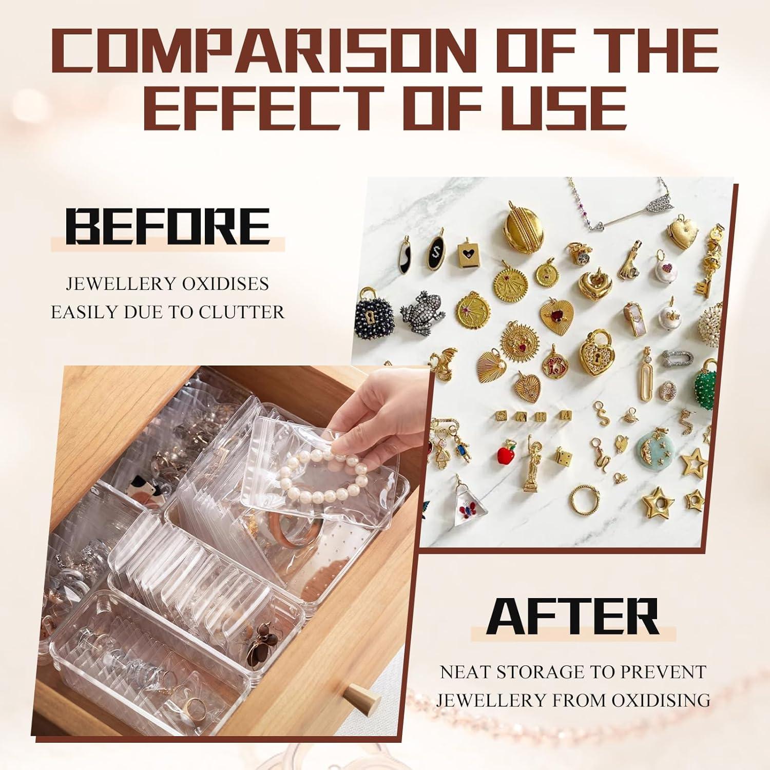 100 Bolsas Transparentes de Joyería AOLEIXIYA con Cierre 5x7 cm