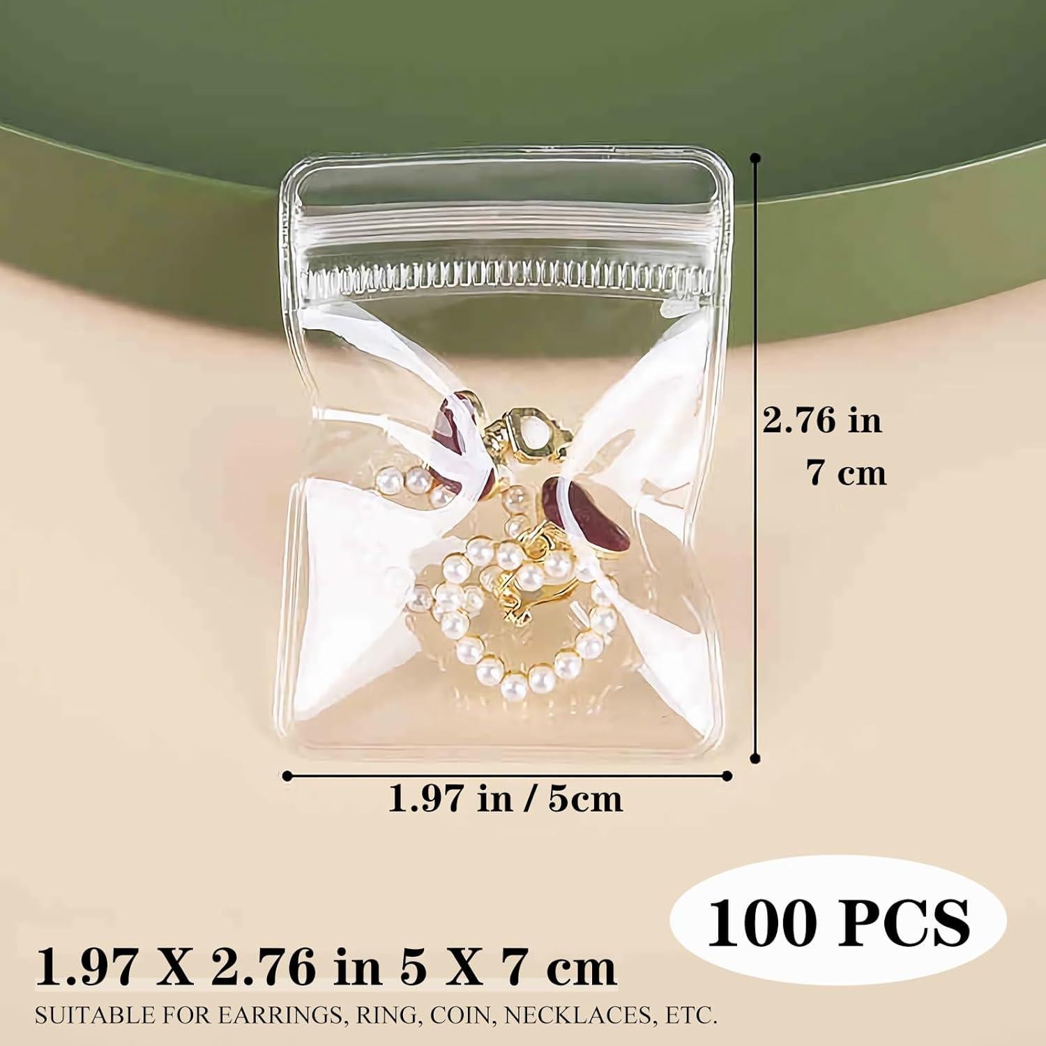 100 Bolsas Transparentes de Joyería AOLEIXIYA con Cierre 5x7 cm