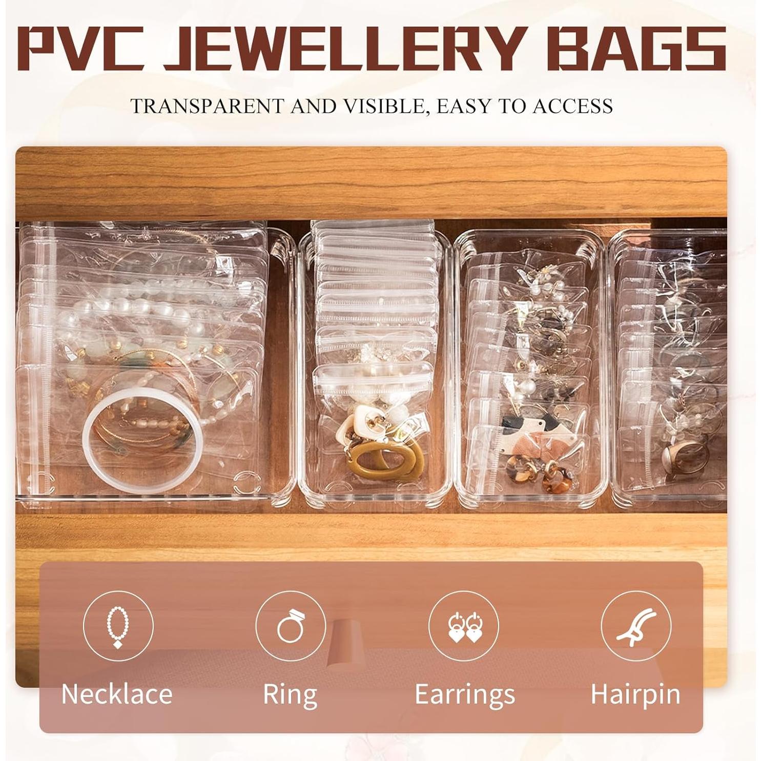 100 Bolsas Transparentes de Joyería AOLEIXIYA con Cierre 5x7 cm