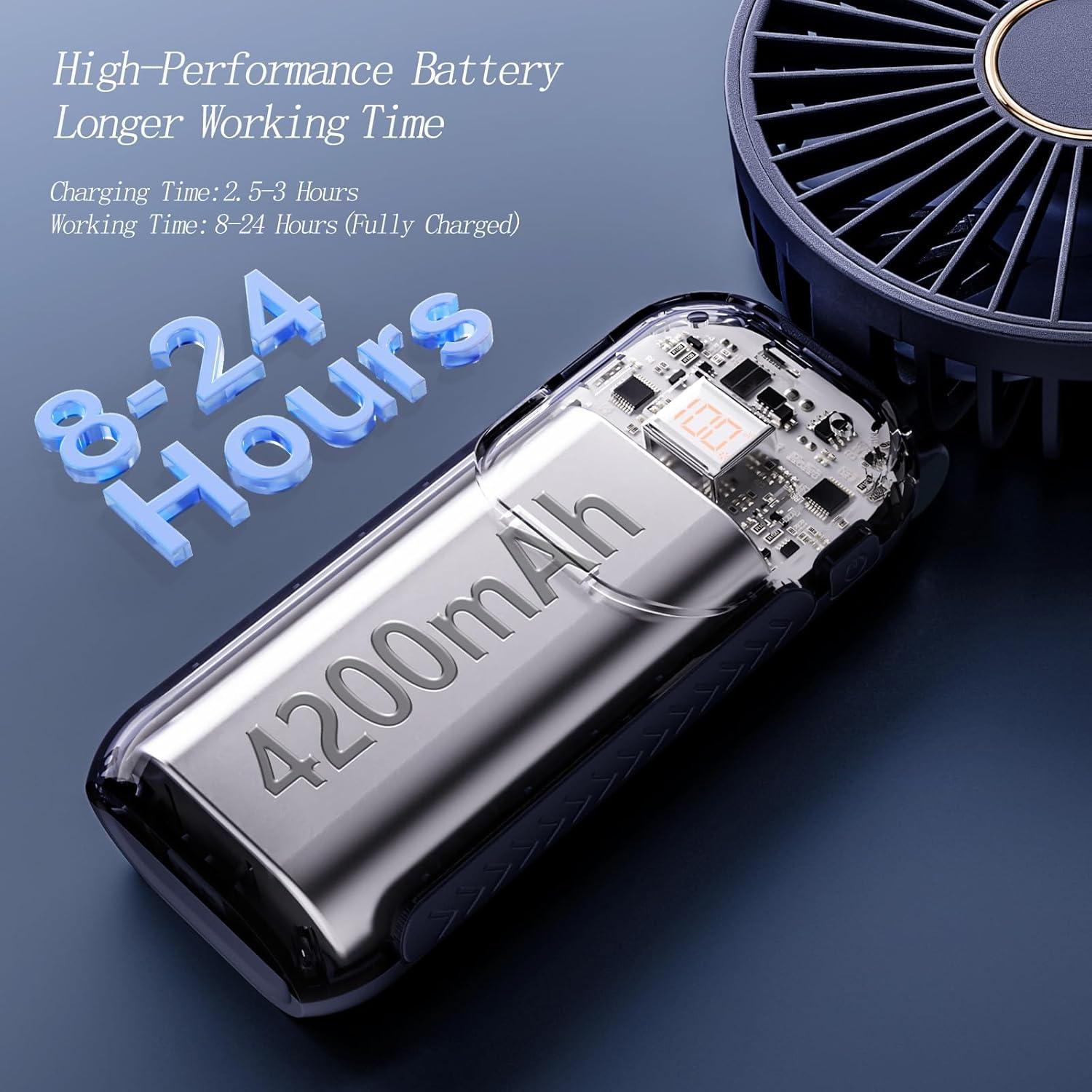 Ventilador Portátil GOCKERA F01 5 Velocidades Pantalla LED Azul