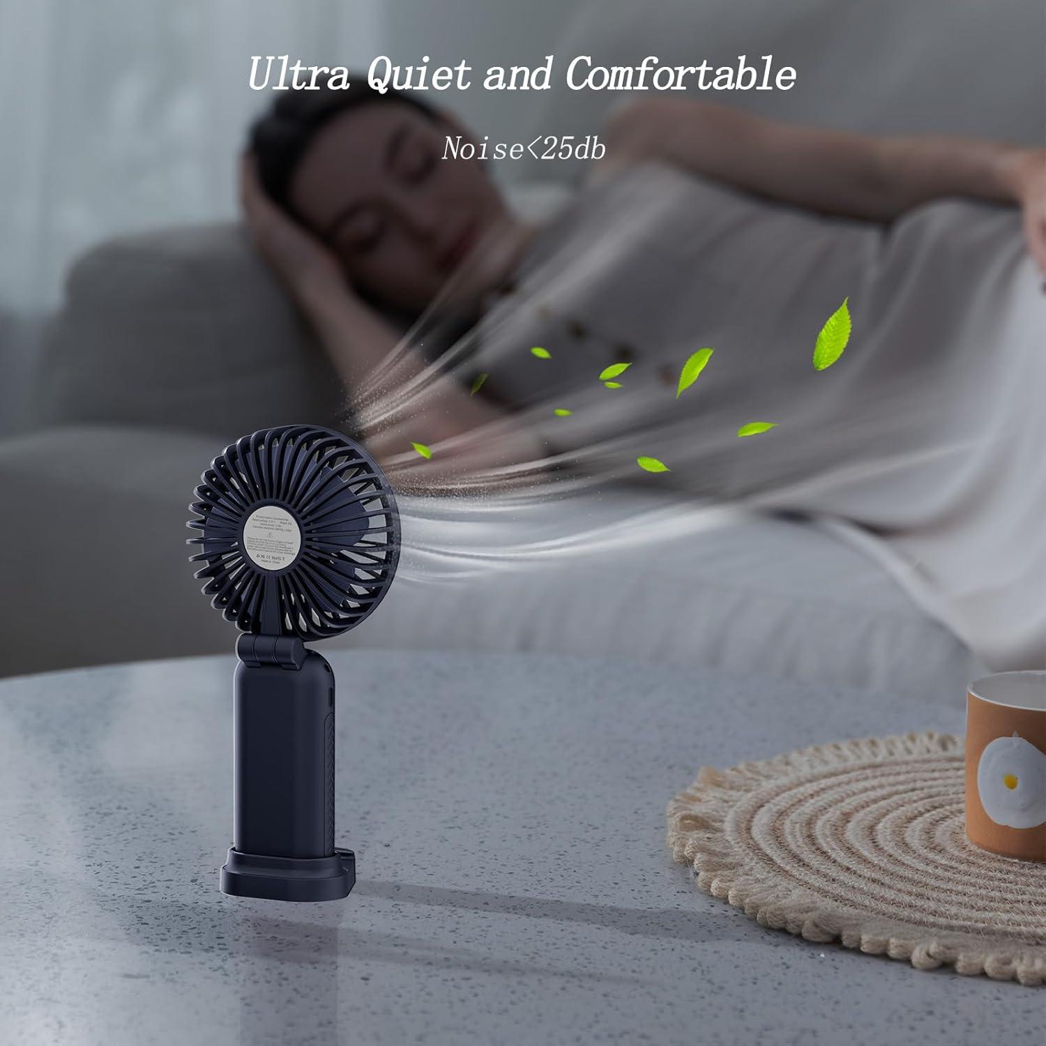 Ventilador Portátil GOCKERA F01 5 Velocidades Pantalla LED Azul