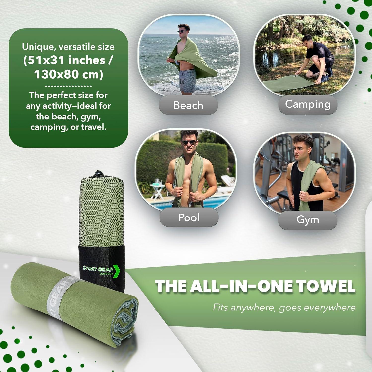 Toalla de Microfibra Sport Gear 130x80 cm Secado Rápido