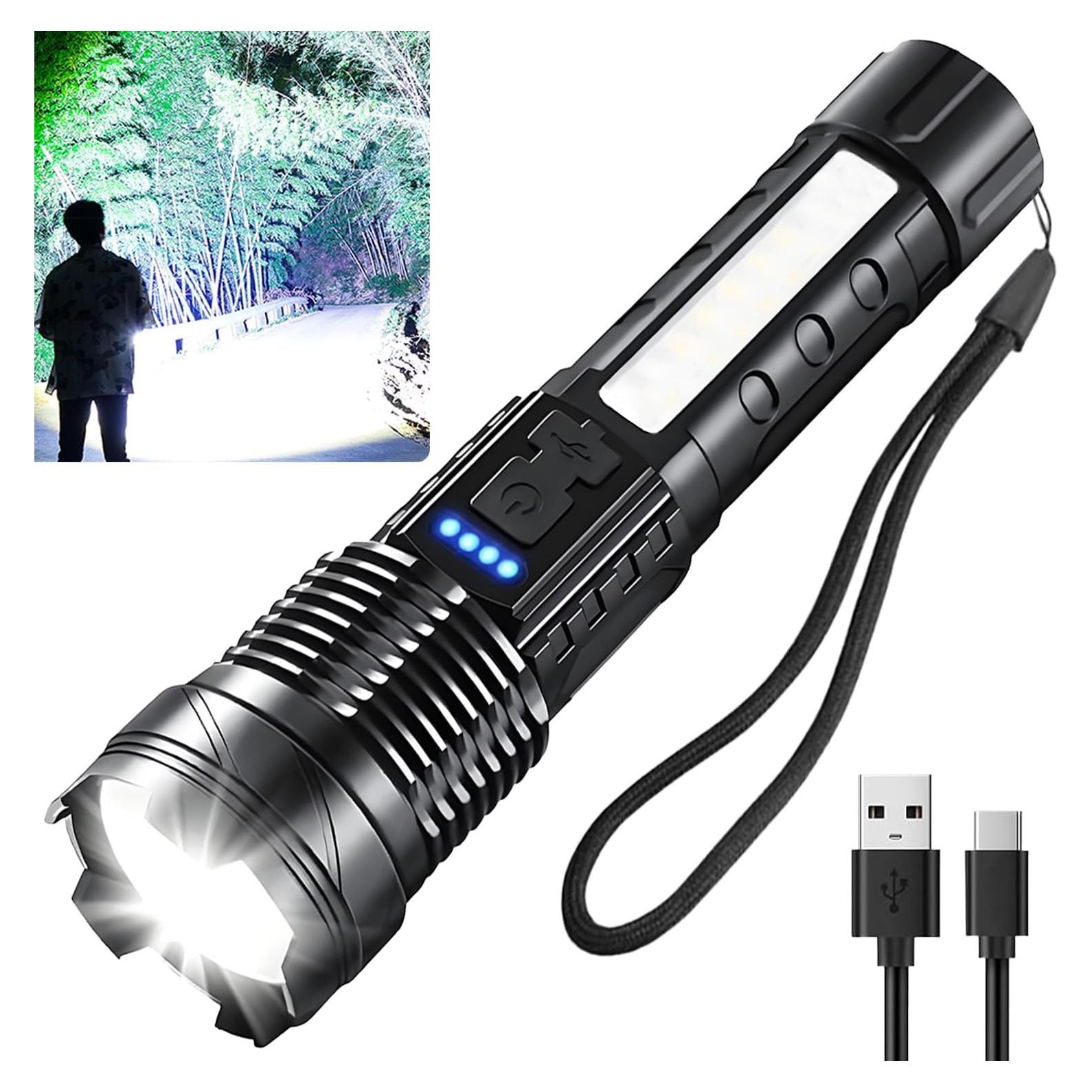 Linterna LED recargable Queena A76, 90000 lúmenes, 7 modos