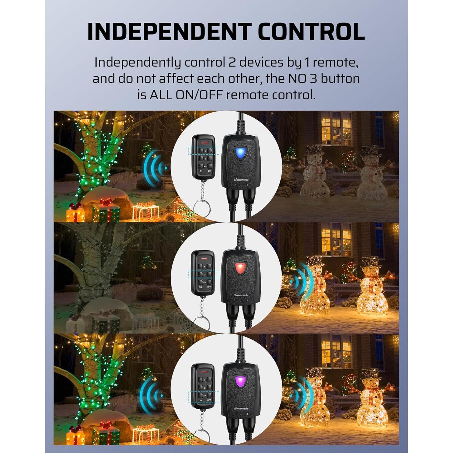 Enchufe Remoto Inalámbrico Dewenwils 2 Salidas 15A Exterior