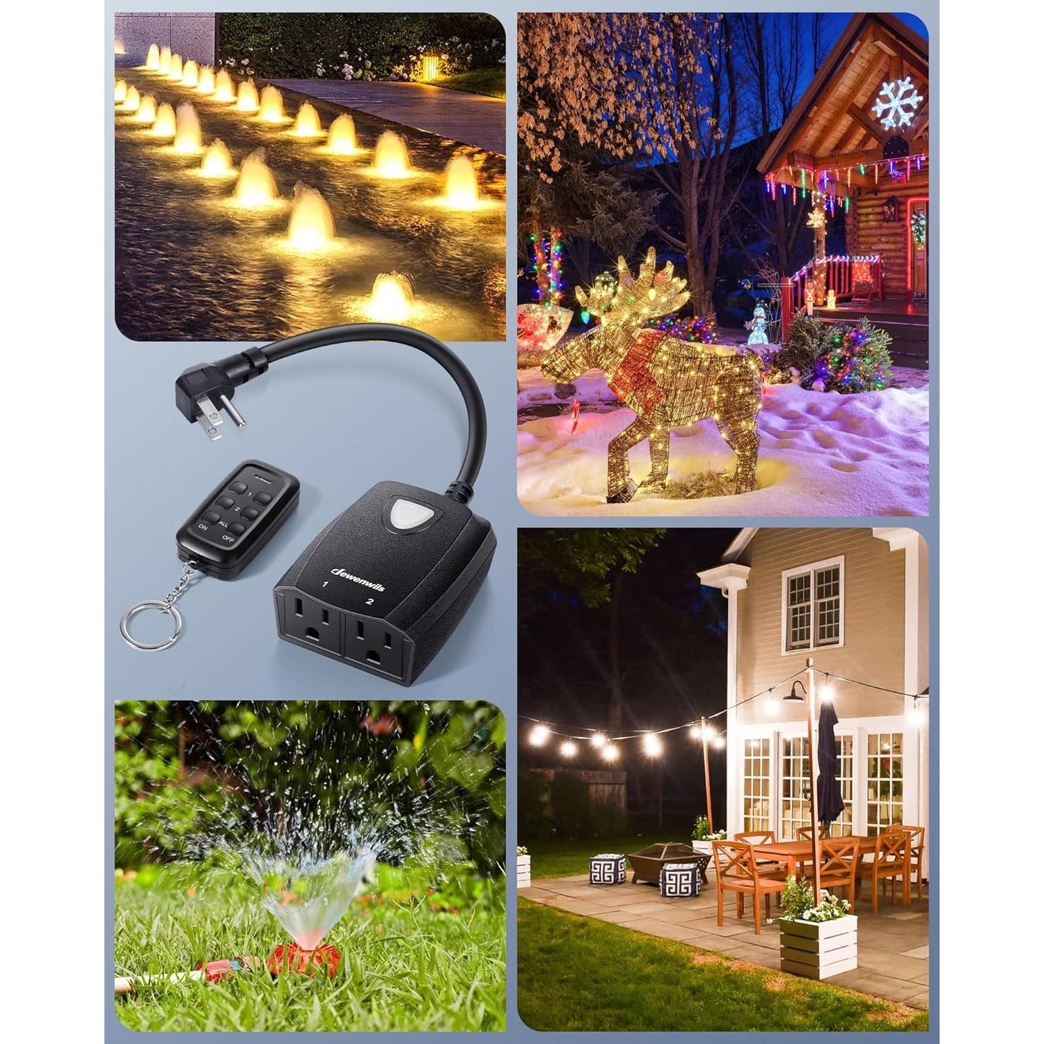 Enchufe Remoto Inalámbrico Dewenwils 2 Salidas 15A Exterior