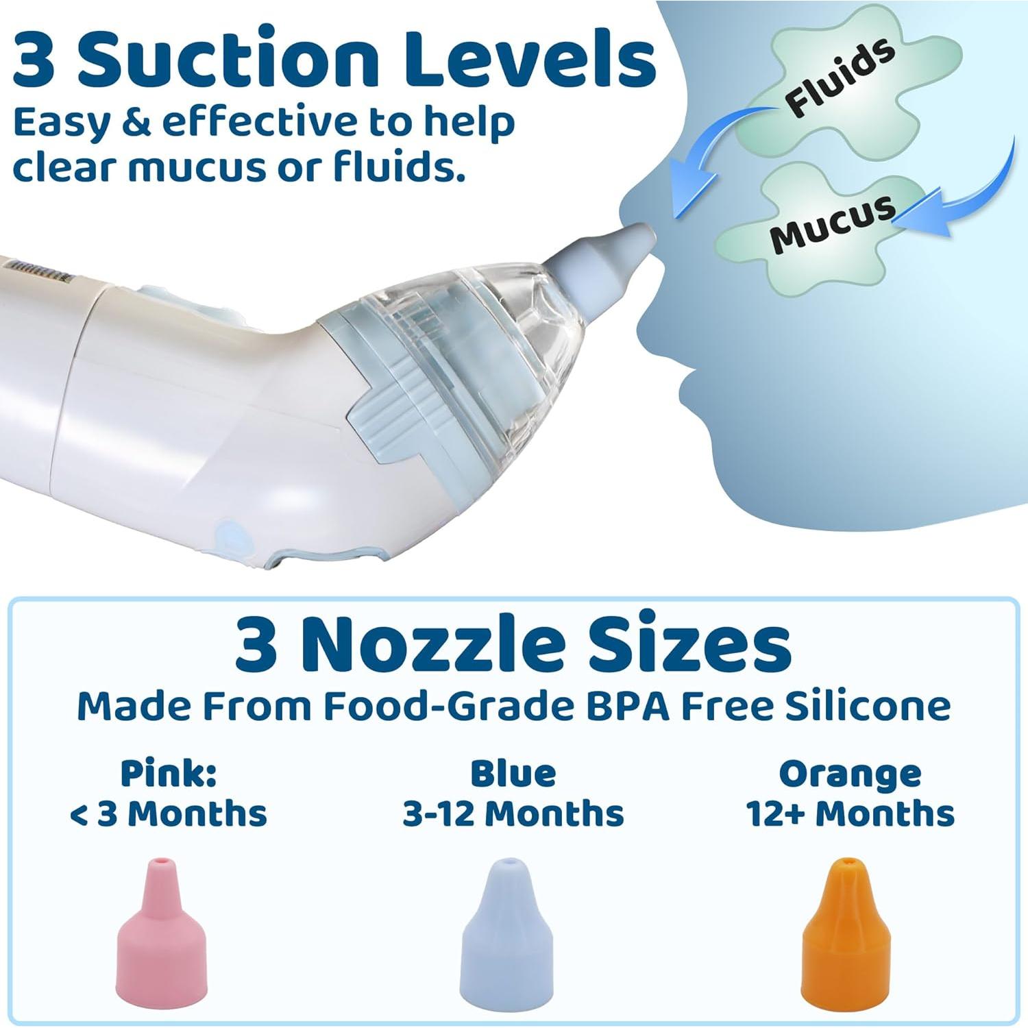 Aspirador Nasal Eléctrico HealthSmart para Bebé, 3 Niveles