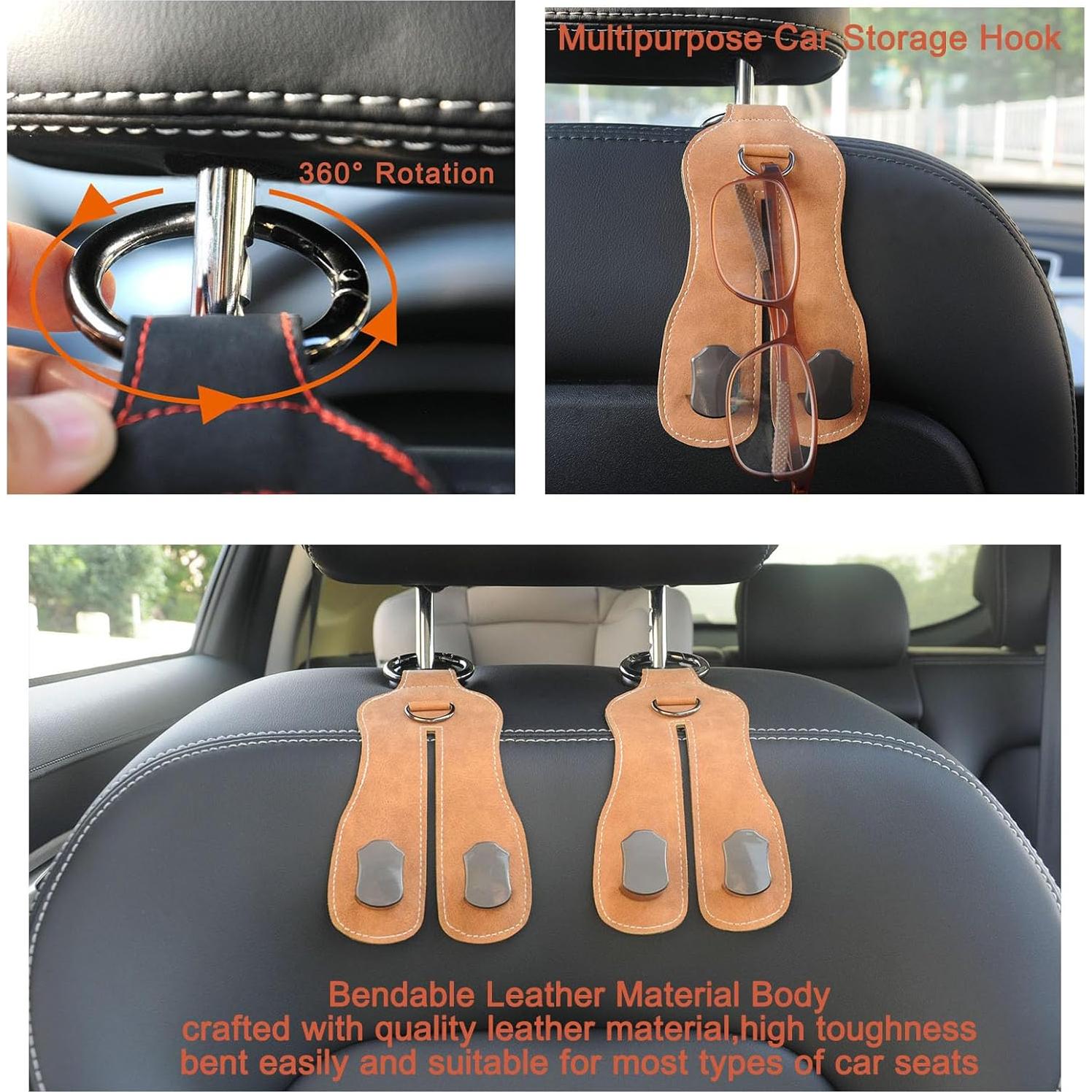 Ganchos para Asiento de Coche JFJVBDFH Doble 2 Piezas Marrón