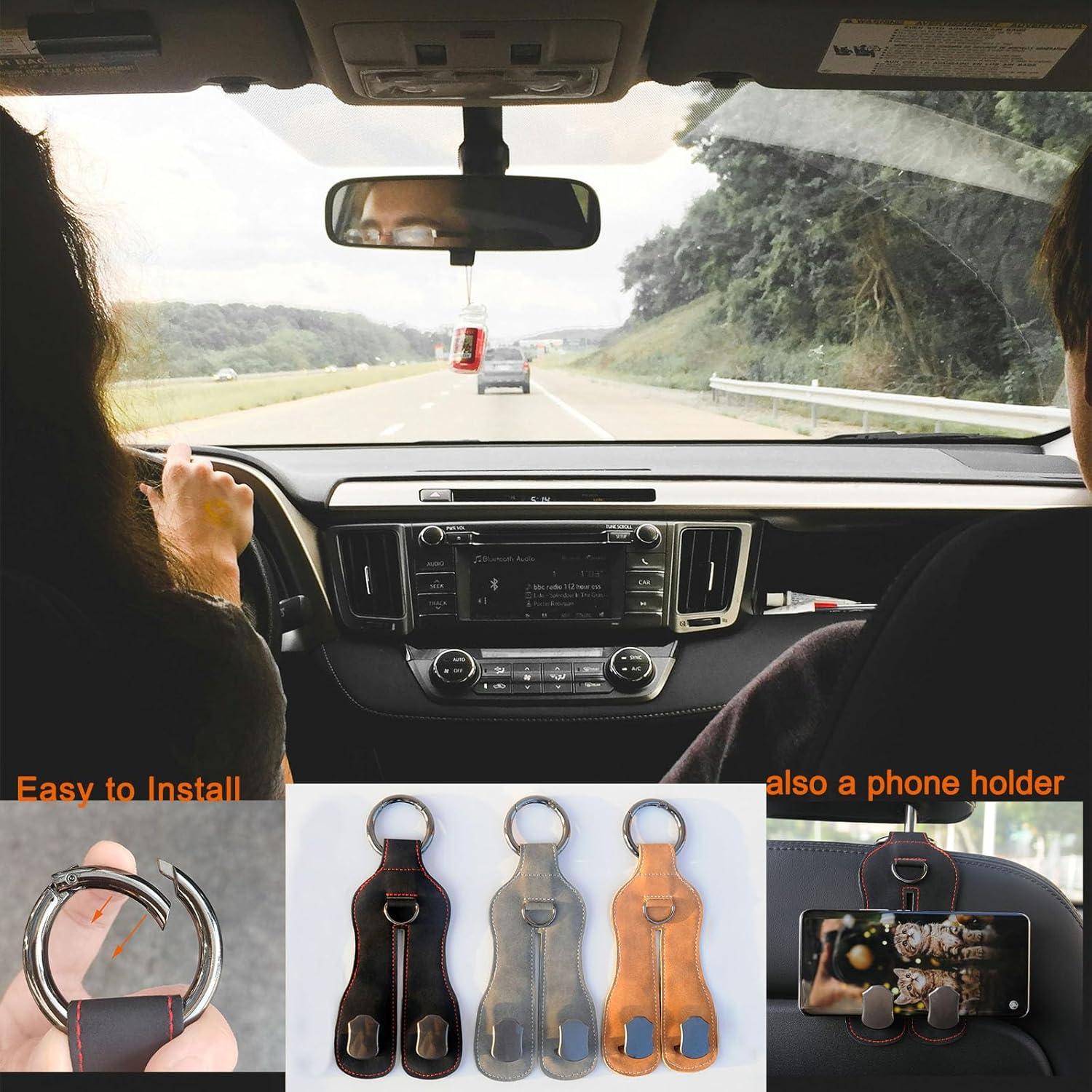 Ganchos para Asiento de Coche JFJVBDFH Doble 2 Piezas Marrón