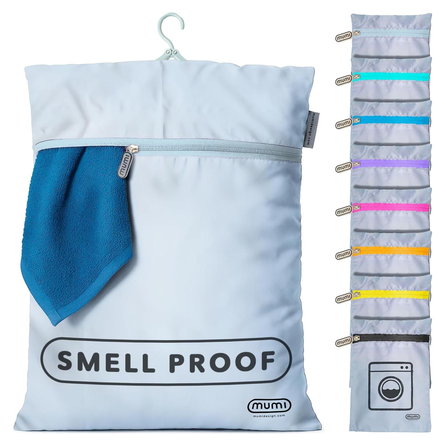 Bolsa de lavandería MUMI grande gris con perchero y bolsa exterior