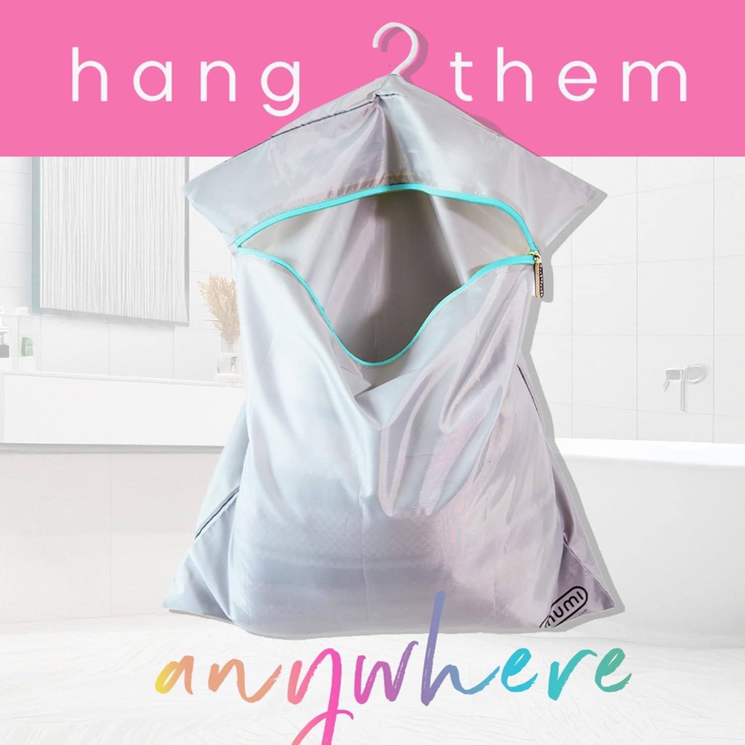 Bolsa de lavandería MUMI grande gris con perchero y bolsa exterior