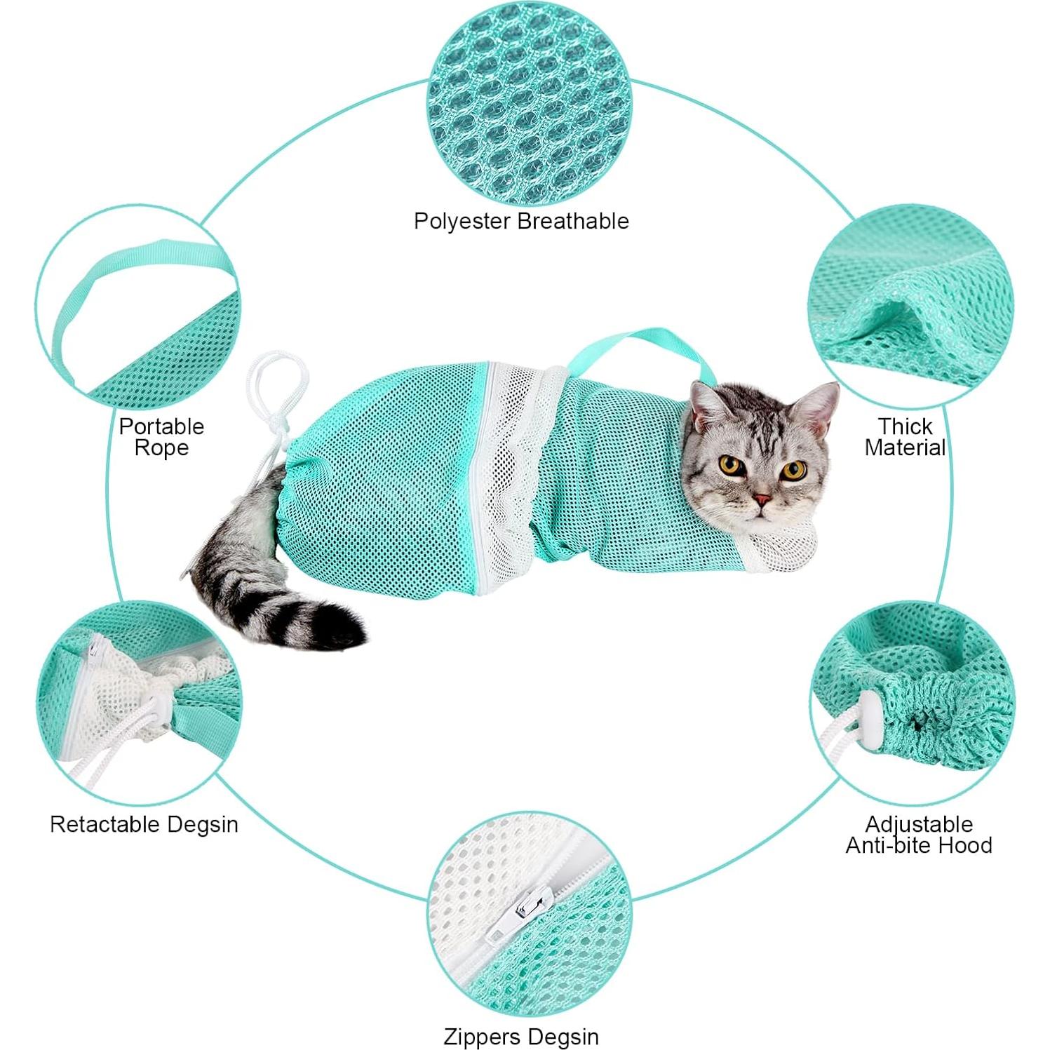 Bolsa de Baño para Gatos AMEAMI Ajustable Anti-rasguños 56cm