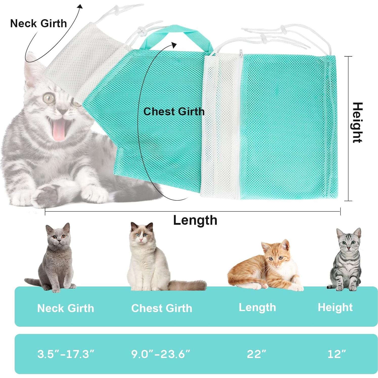 Bolsa de Baño para Gatos AMEAMI Ajustable Anti-rasguños 56cm