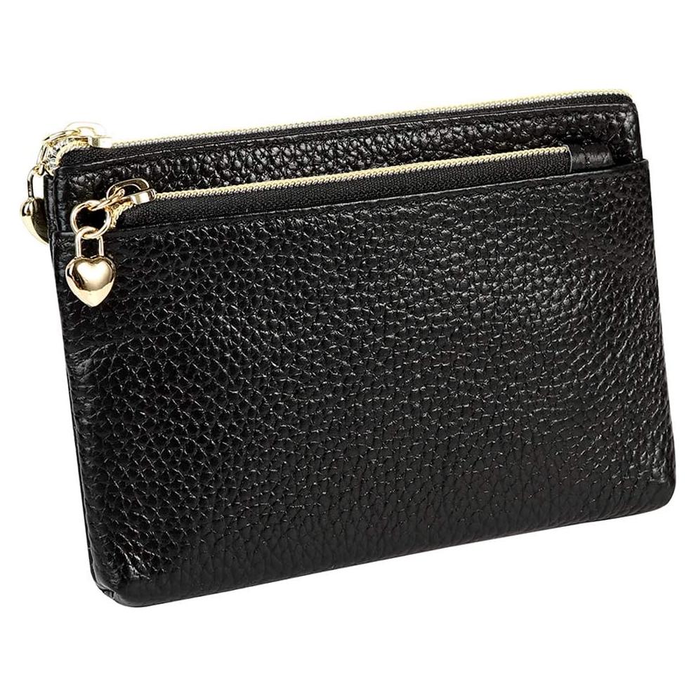 Monedero de Cuero Genuino para Mujeres CY2013 Negro