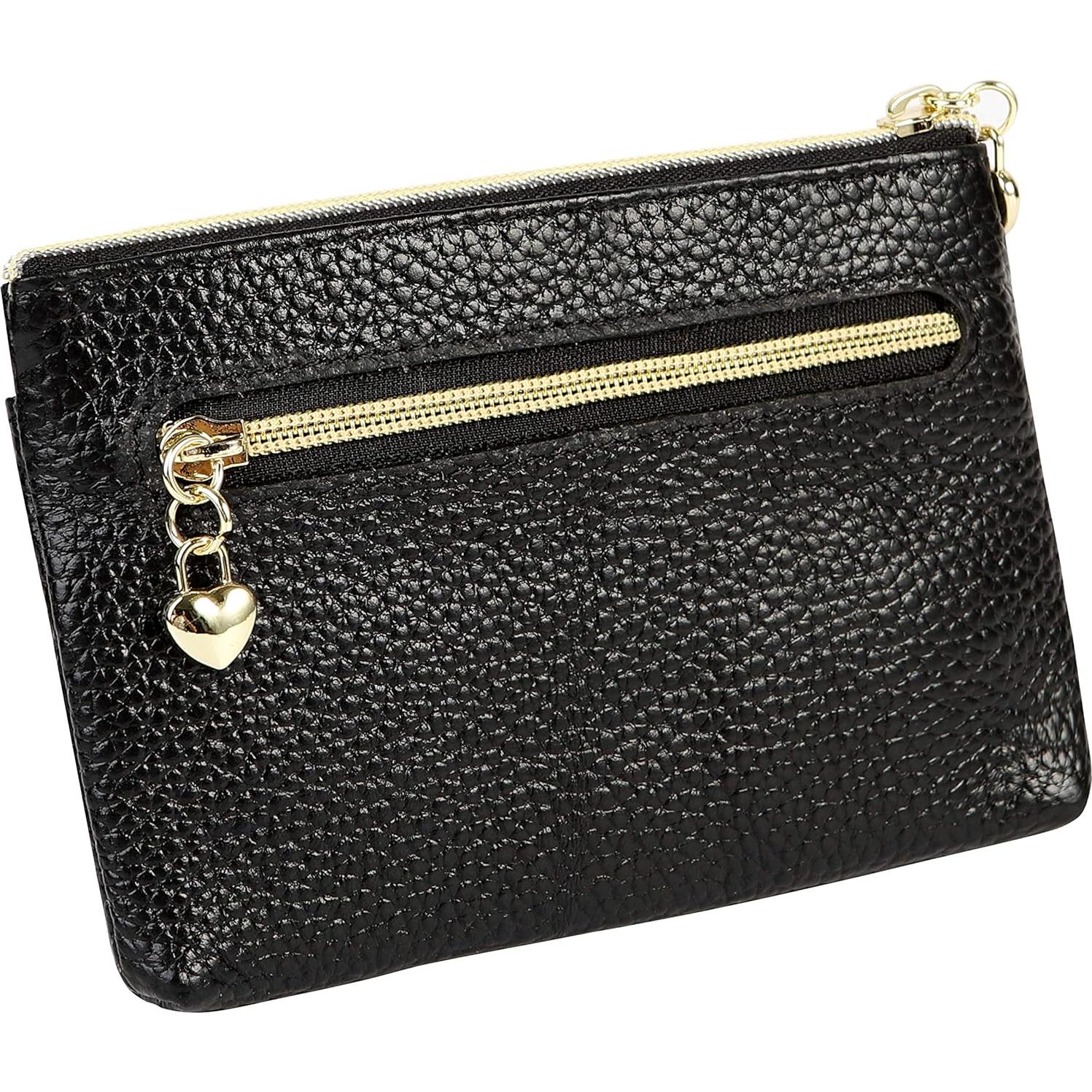 Monedero de Cuero Genuino para Mujeres CY2013 Negro