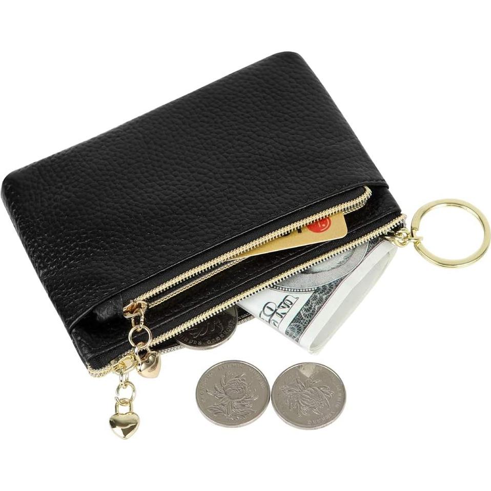 Monedero de Cuero Genuino para Mujeres CY2013 Negro