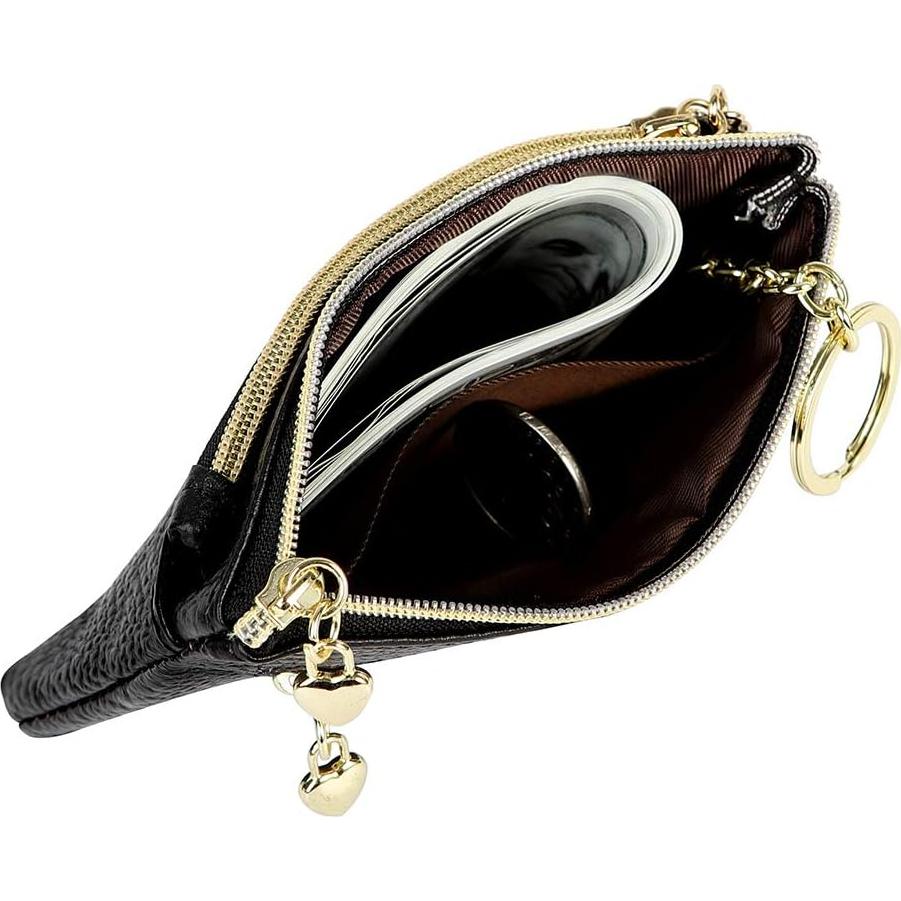 Monedero de Cuero Genuino para Mujeres CY2013 Negro