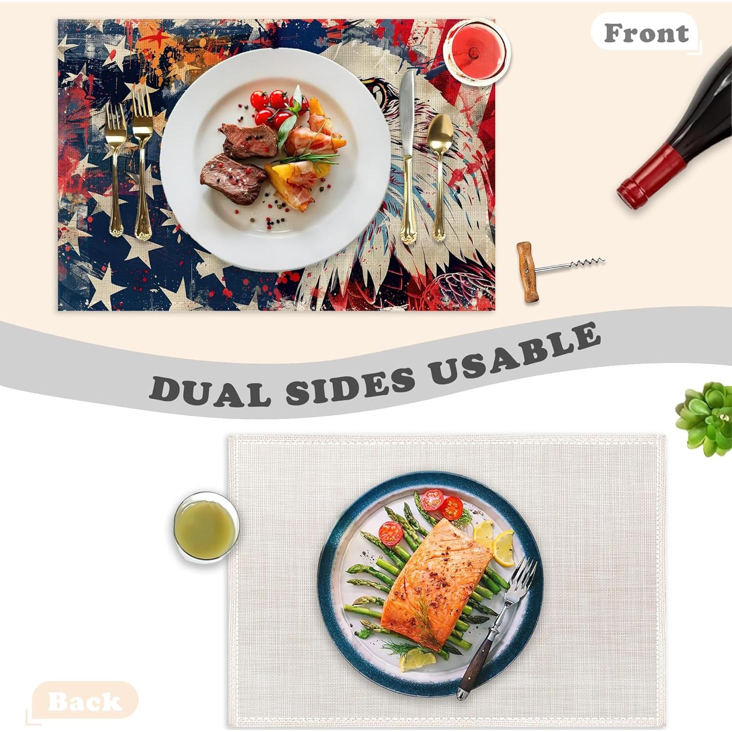 Juego de 6 Manteles Americanos Snowmolle 30x45 cm Lino Resistente