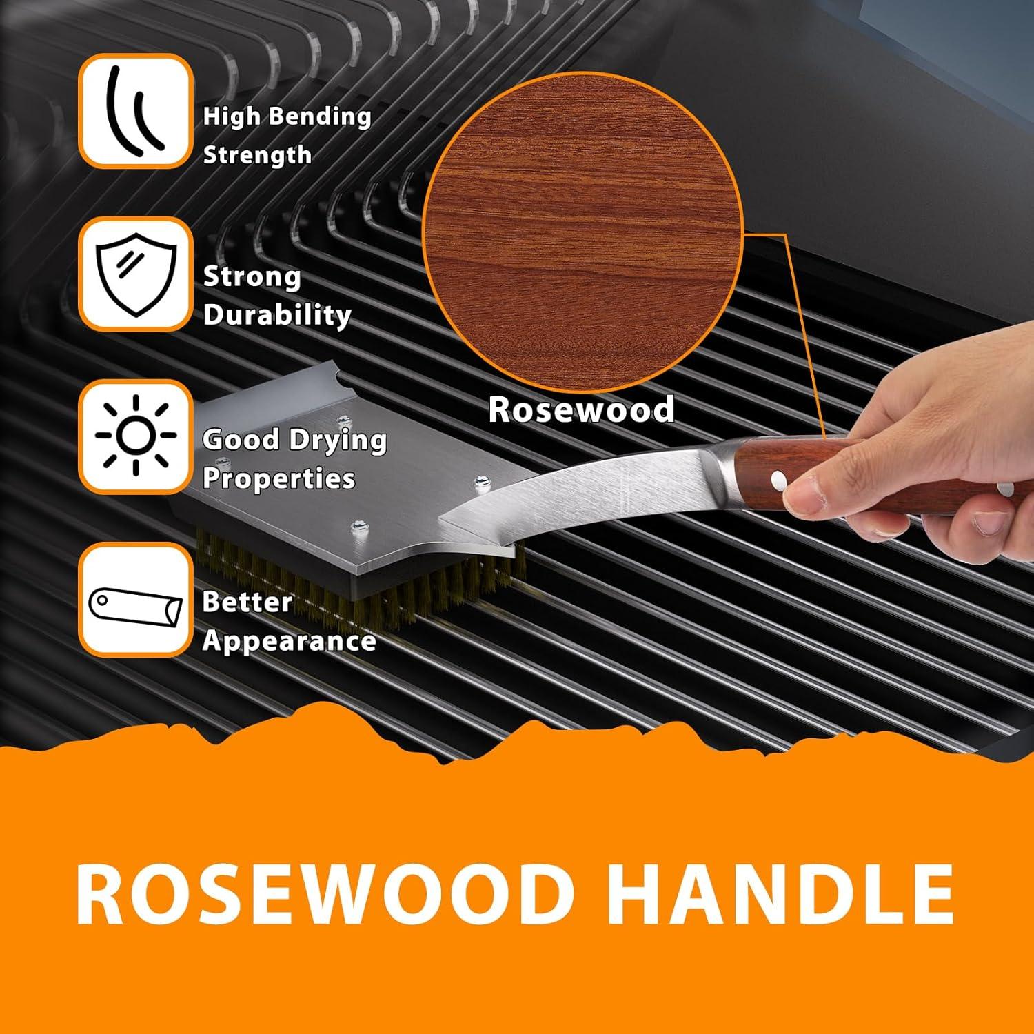 Cepillo y Raspador ENLOY para Parrilla 43 cm Madera Rosa