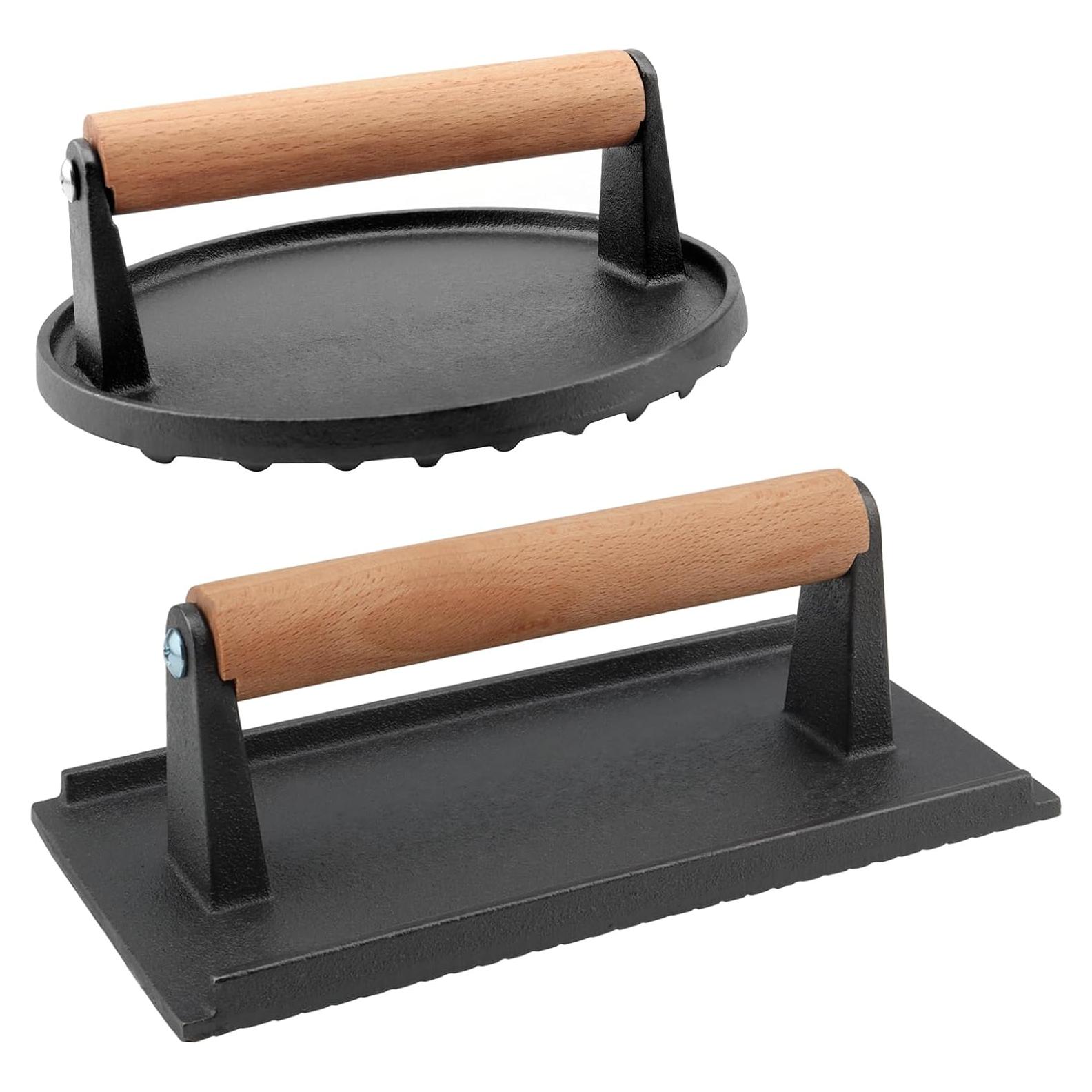 Prensa de Parrilla Hierro Fundido MOUYAT 2 Piezas 17.3cm y 20.3cm