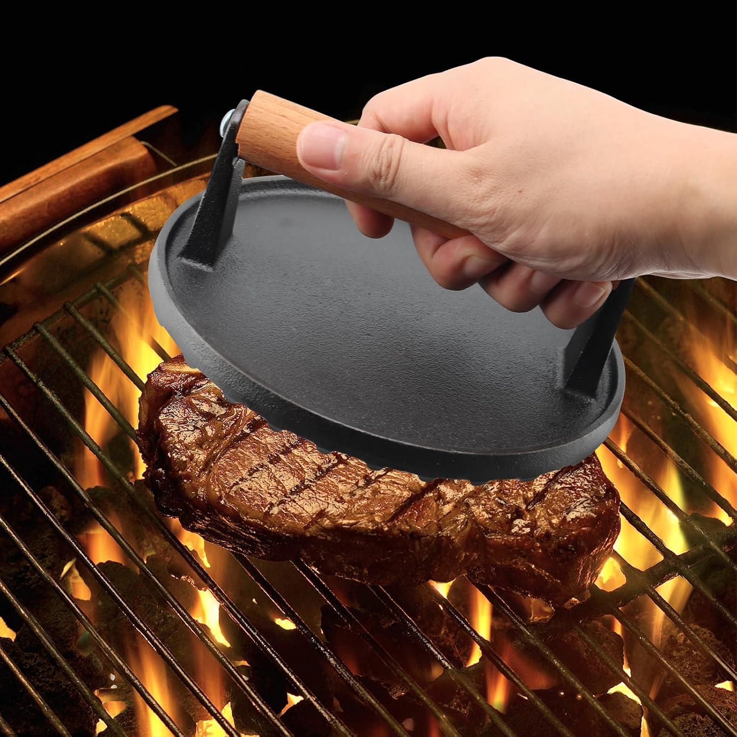 Prensa de Parrilla Hierro Fundido MOUYAT 2 Piezas 17.3cm y 20.3cm