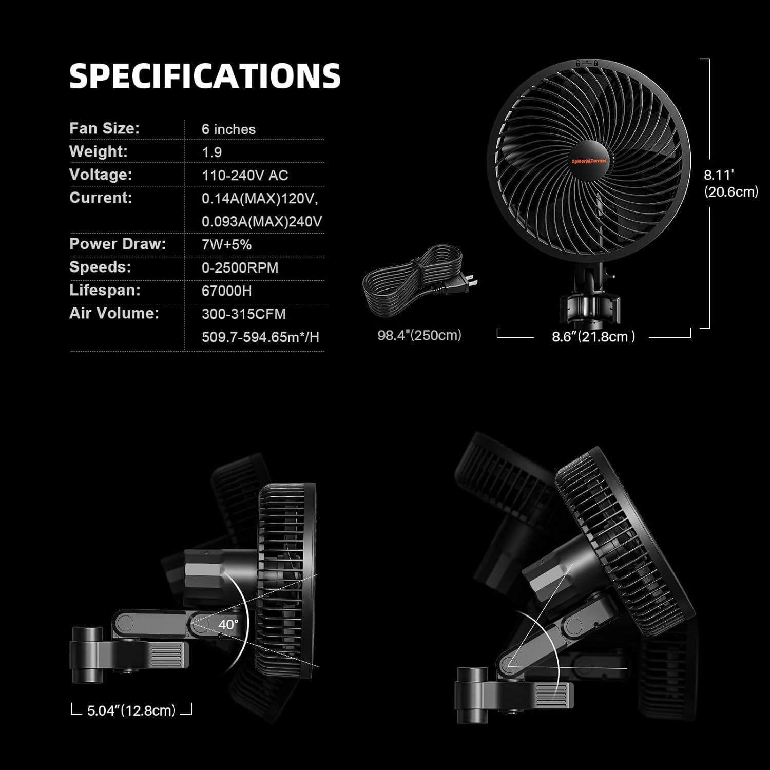 Ventilador de Carpa Spider Farmer SF-ClipFan 2-Pack 15 cm