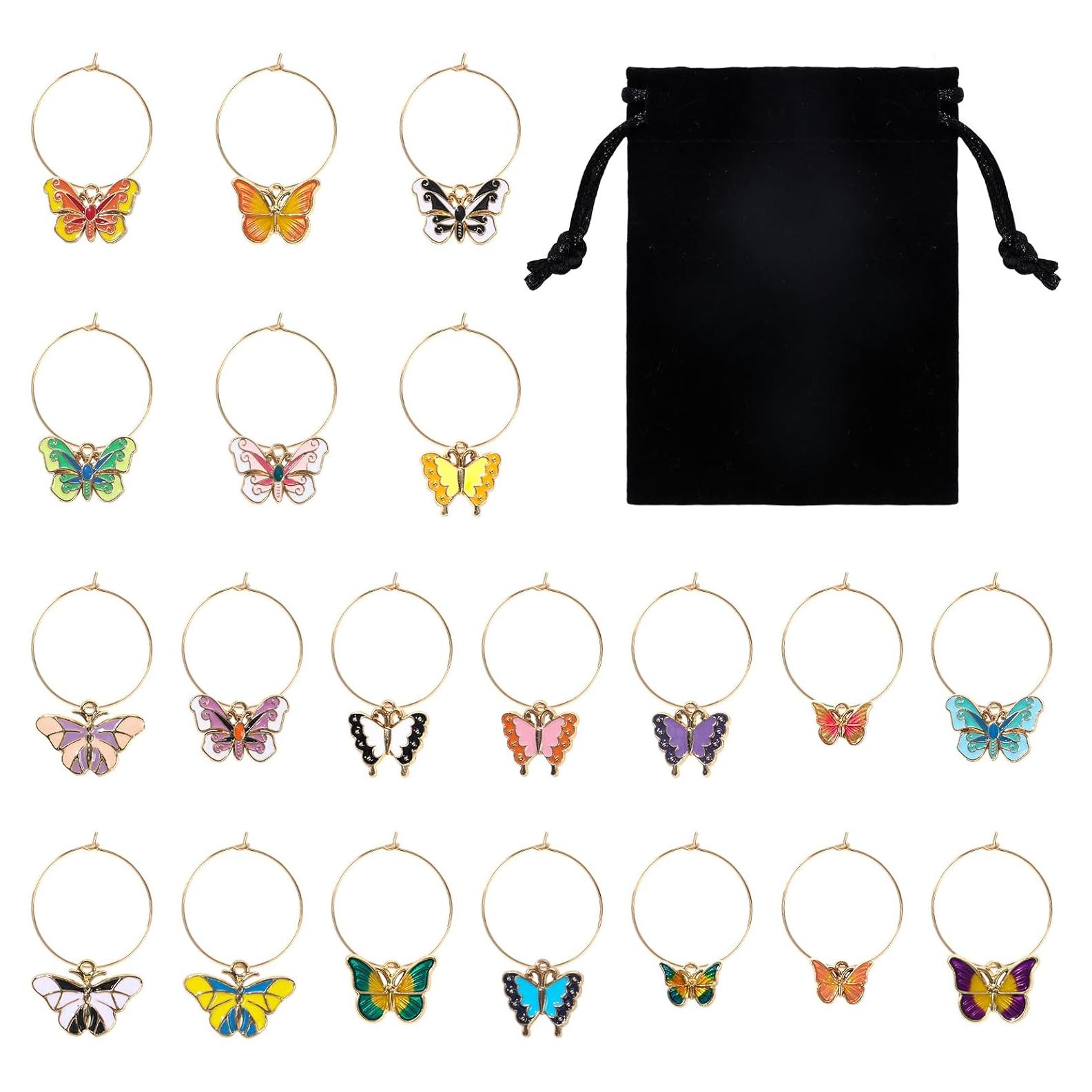 20 Encantos de Mariposa para Copas de Vino Megitzuu