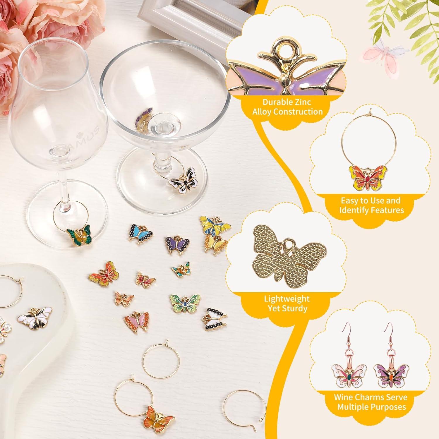 20 Encantos de Mariposa para Copas de Vino Megitzuu