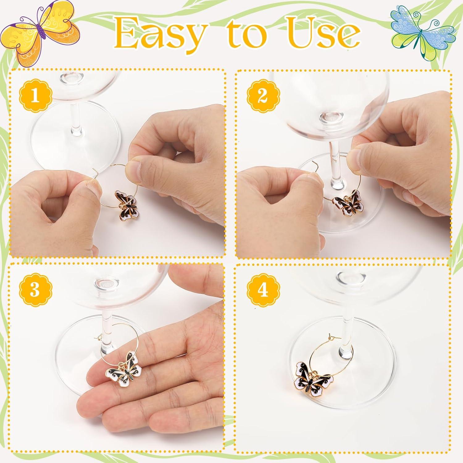 20 Encantos de Mariposa para Copas de Vino Megitzuu