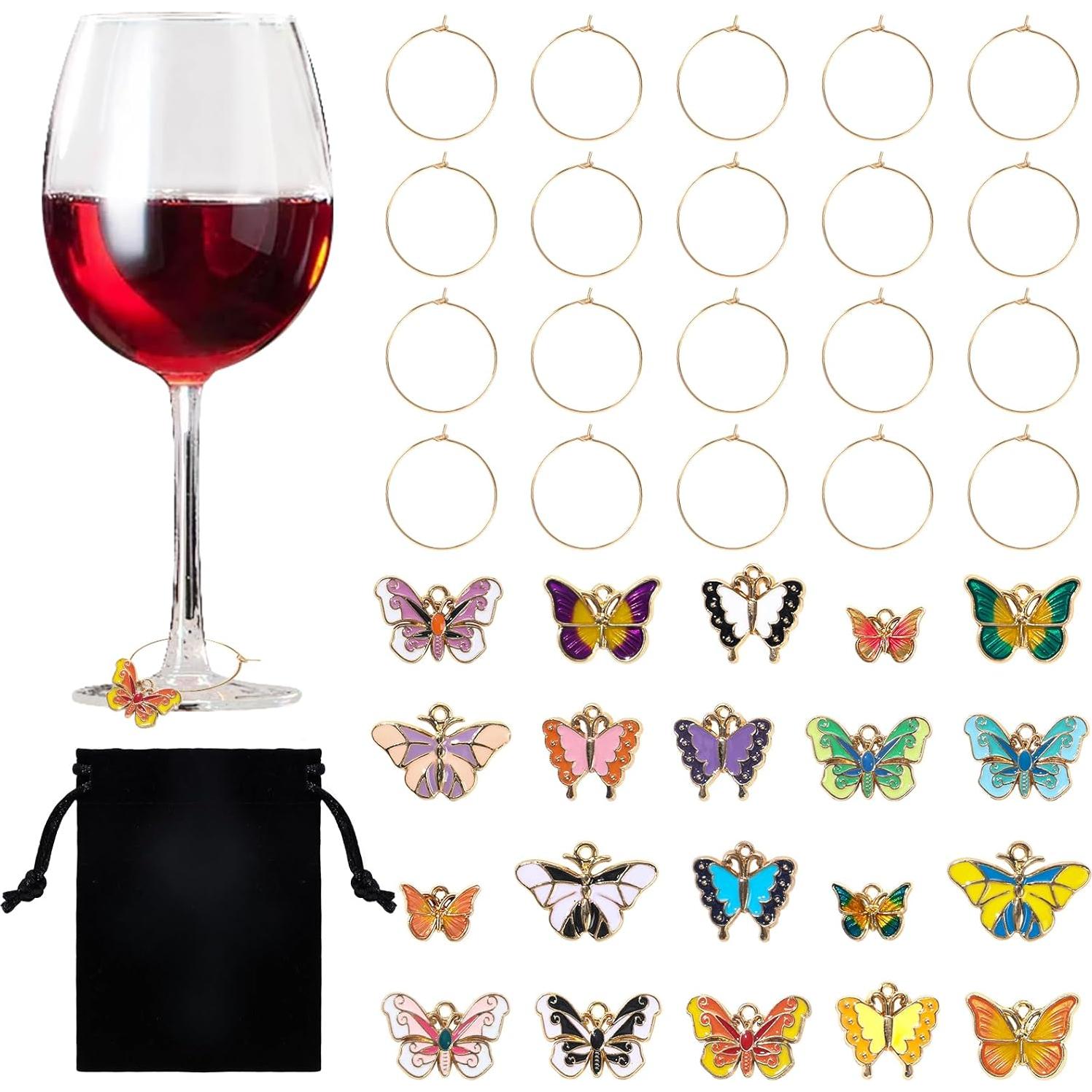 20 Encantos de Mariposa para Copas de Vino Megitzuu