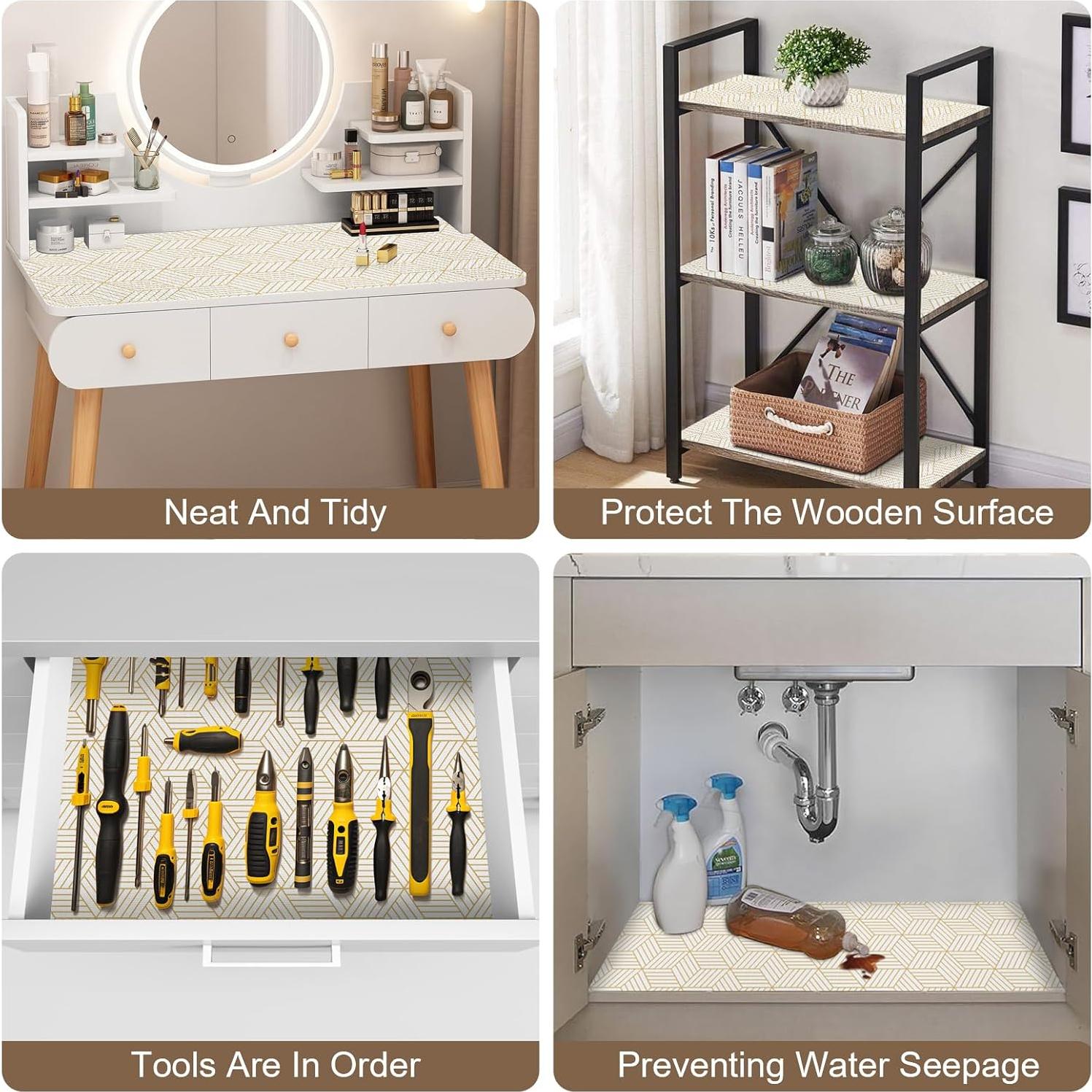 Forro Antideslizante OcePor 30.48x609.6cm PVC Dorado