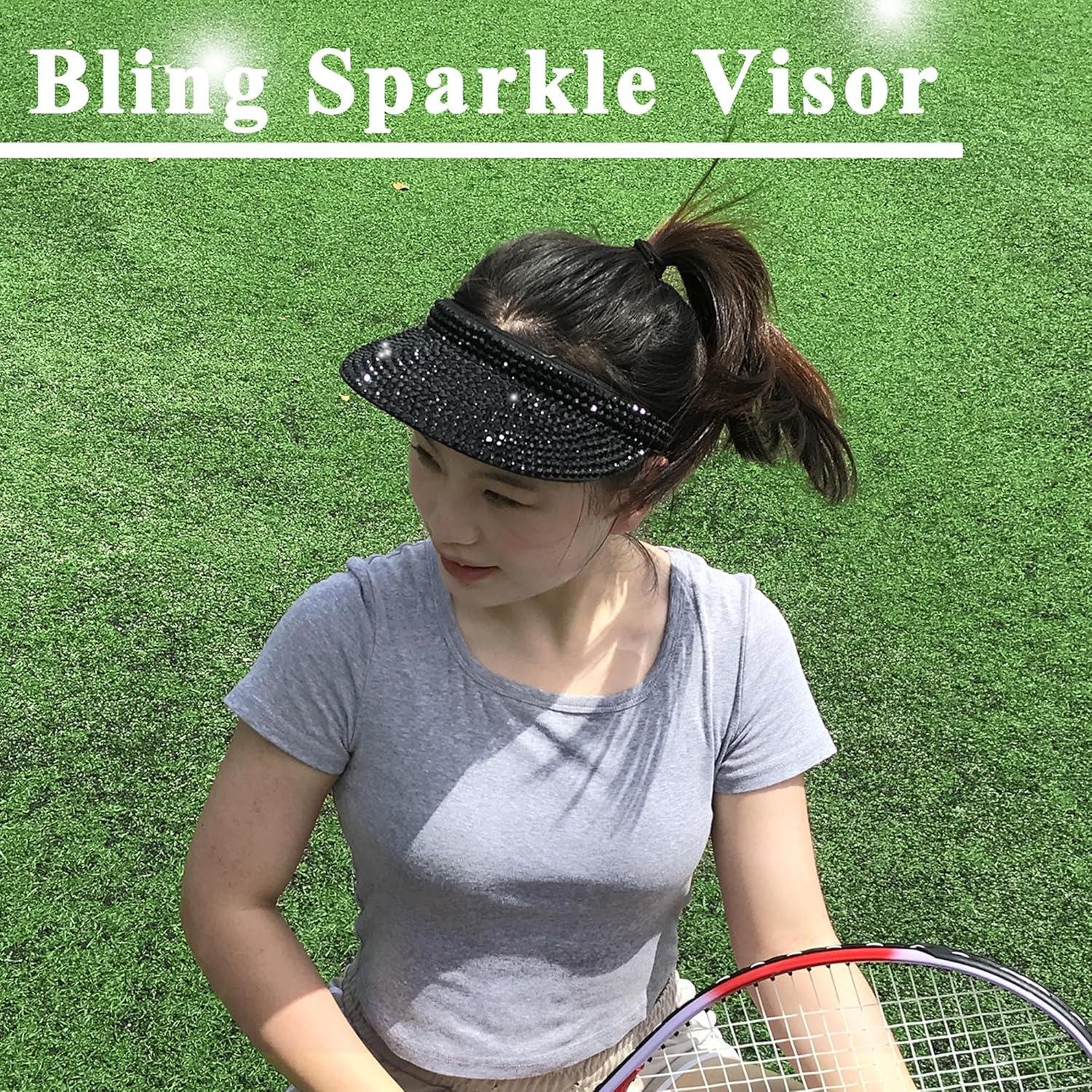 Gorra Visera de Sol Unisex Ajustable con Rhinestones - Negro