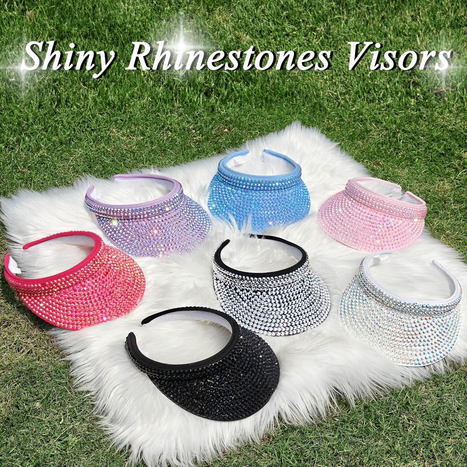 Gorra Visera de Sol Unisex Ajustable con Rhinestones - Negro
