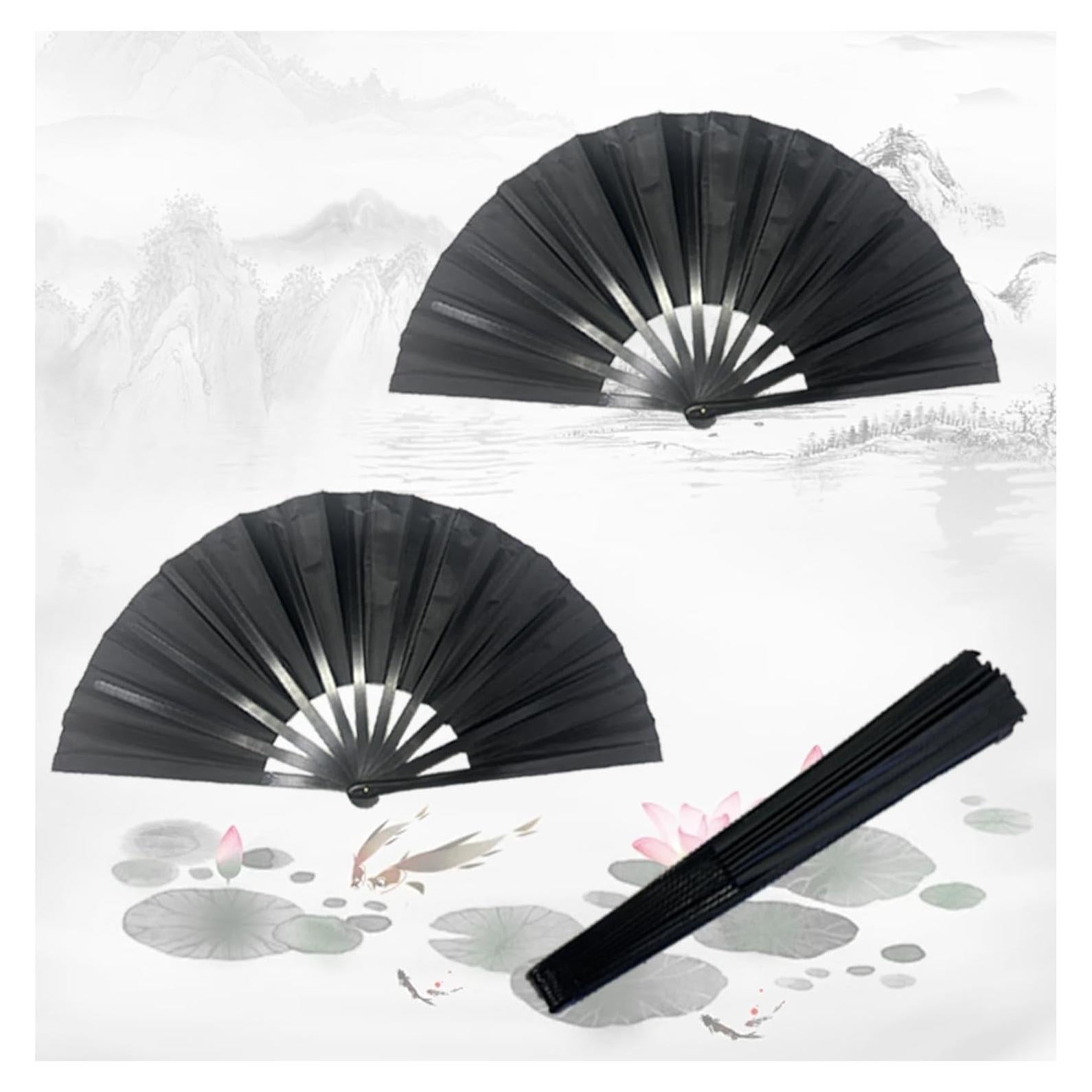 Abanico Plegable Clussbin Negro para Danza - 2 Pcs