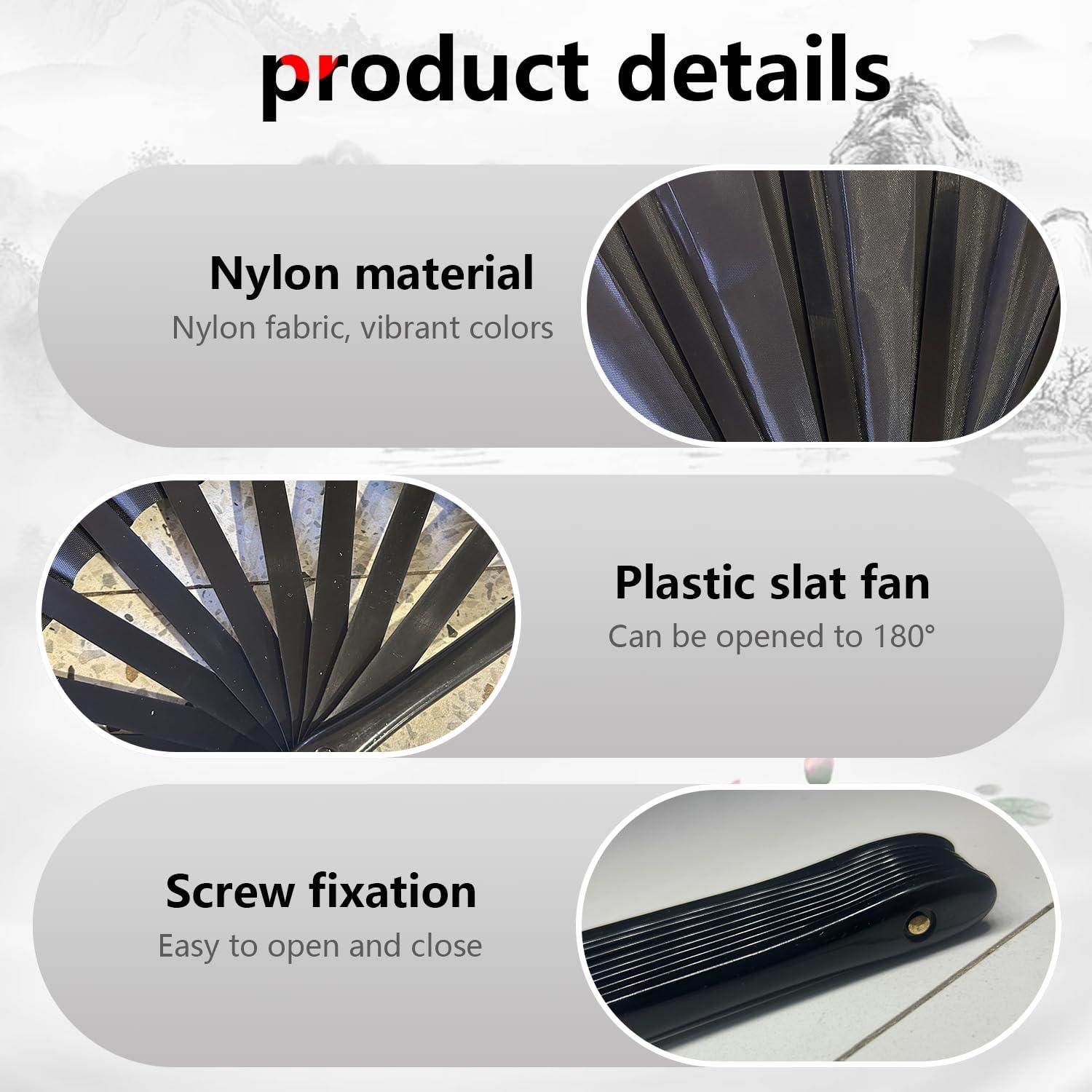 Abanico Plegable Clussbin Negro para Danza - 2 Pcs